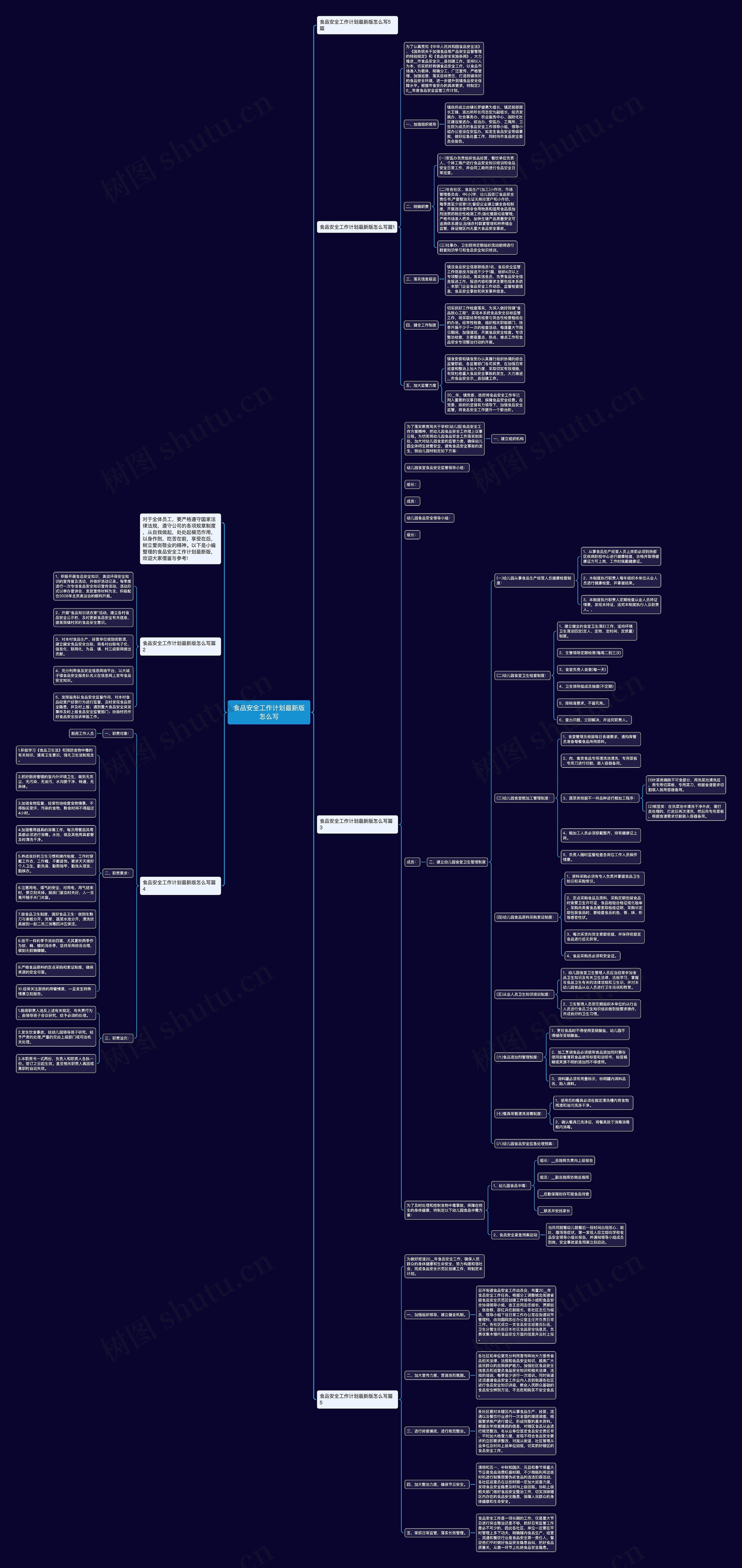 食品安全工作计划最新版怎么写思维导图