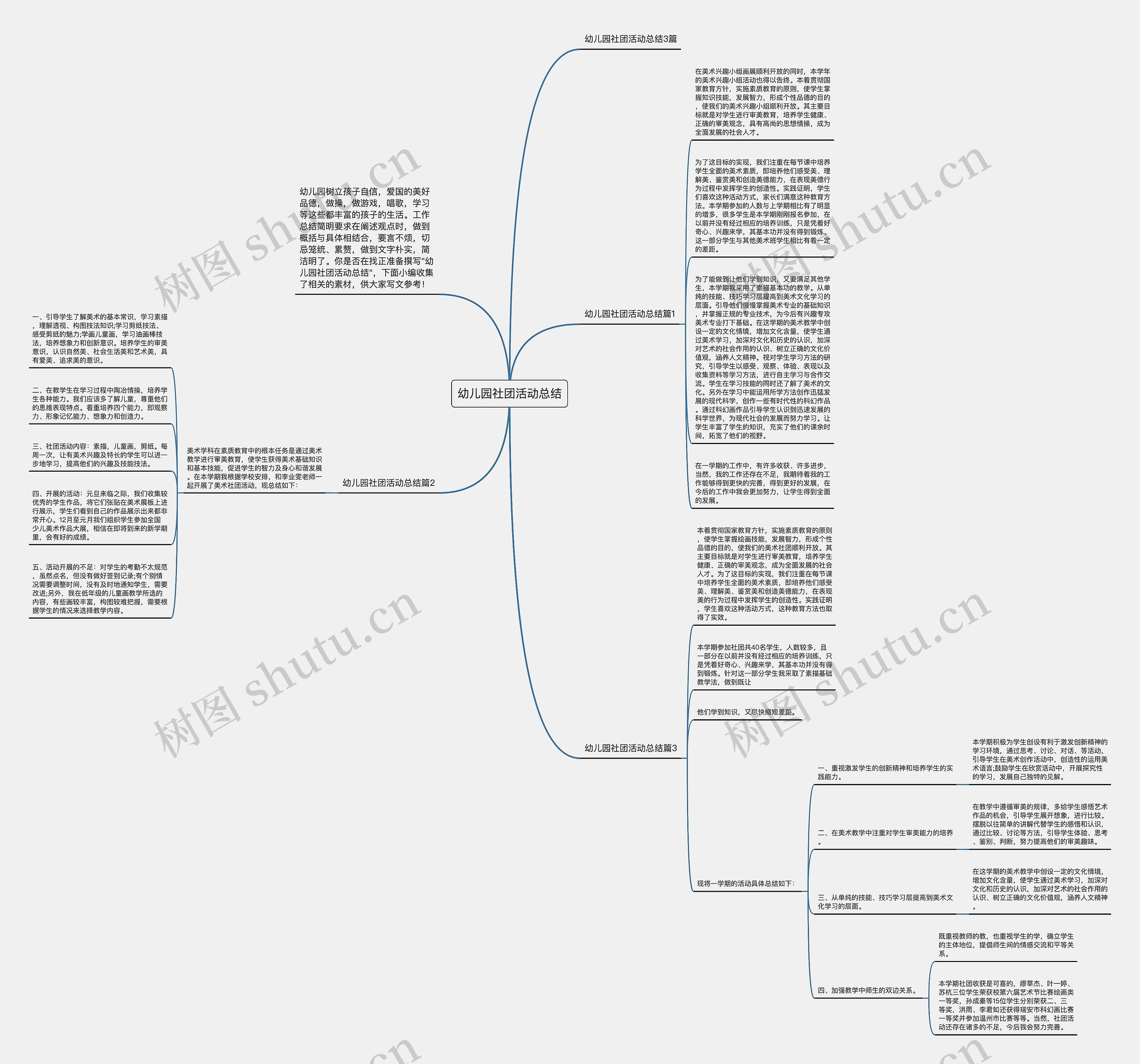 幼儿园社团活动总结思维导图