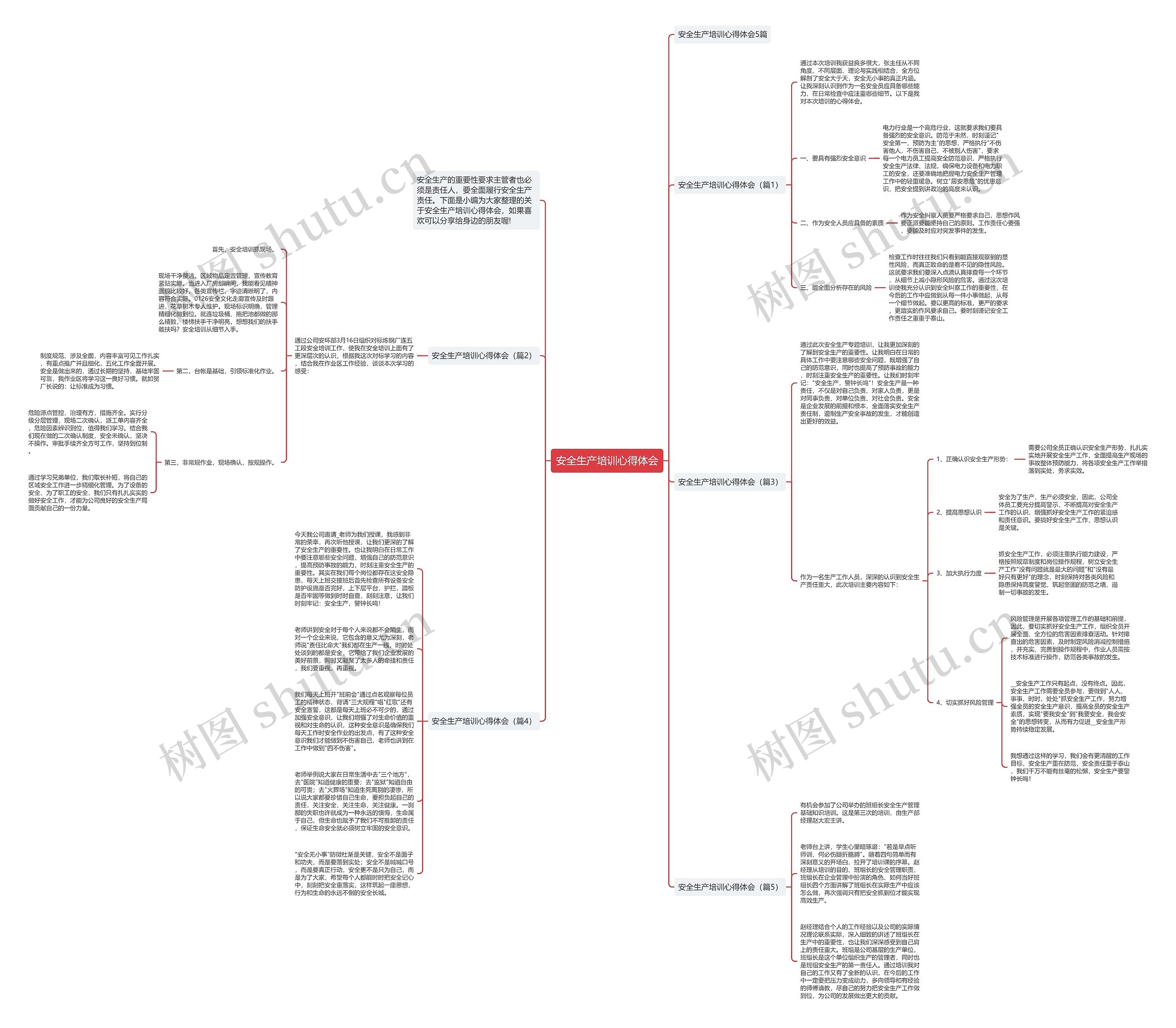 安全生产培训心得体会思维导图