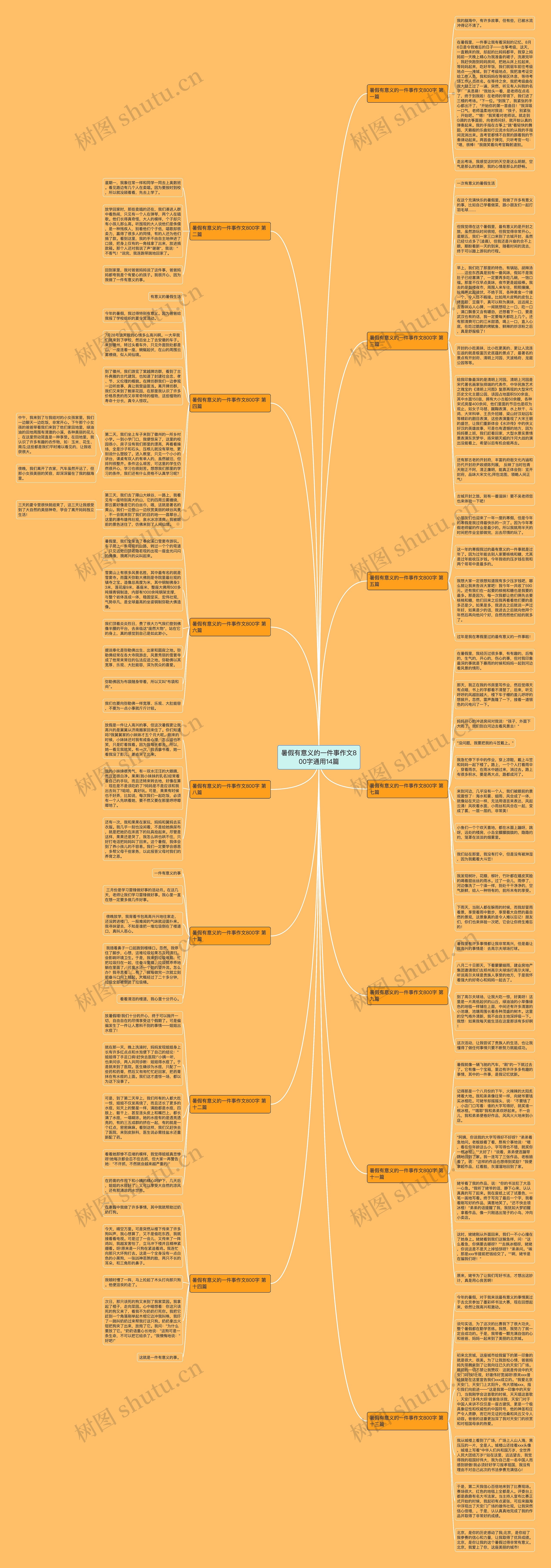 暑假有意义的一件事作文800字通用14篇思维导图
