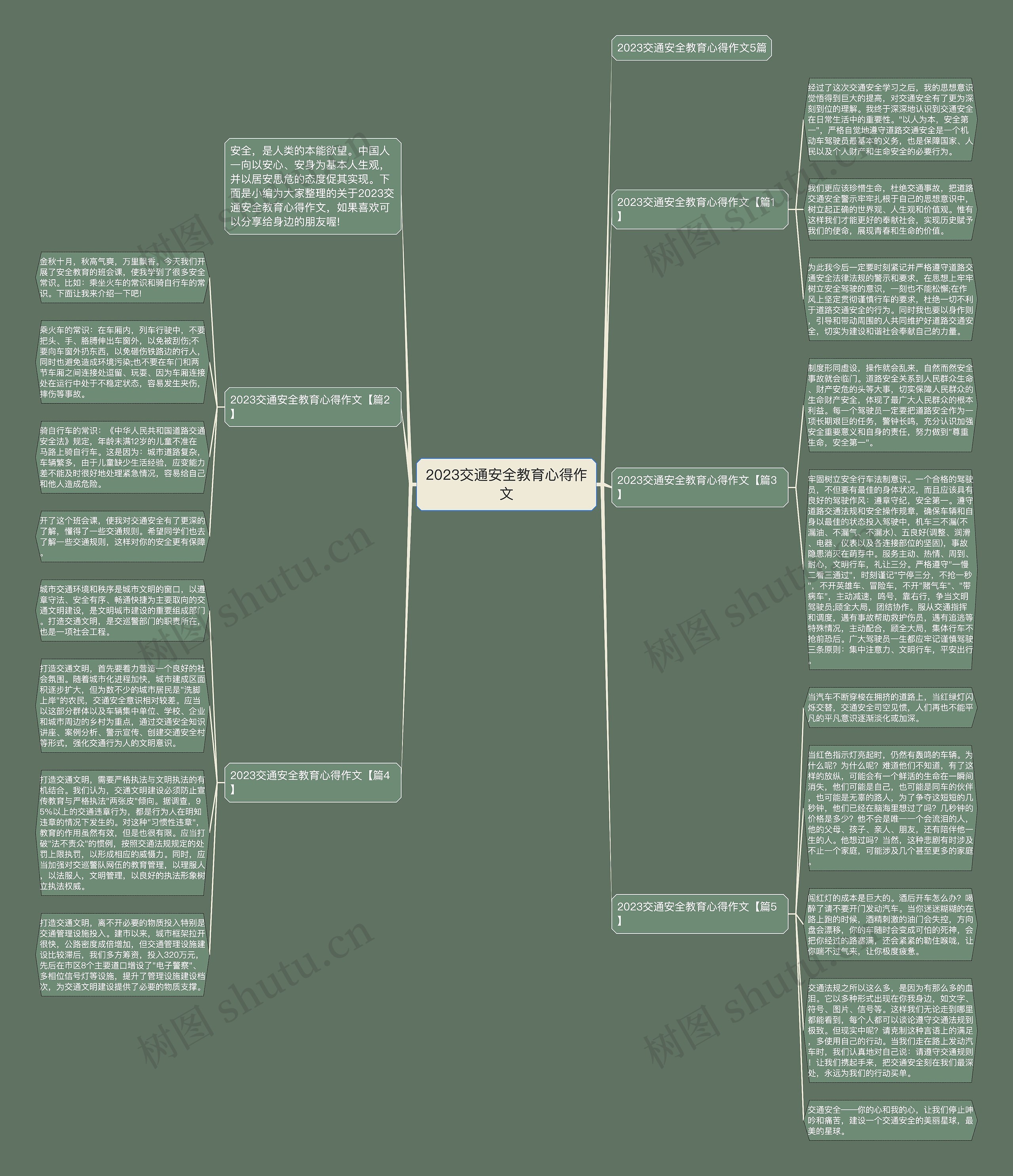 2023交通安全教育心得作文思维导图