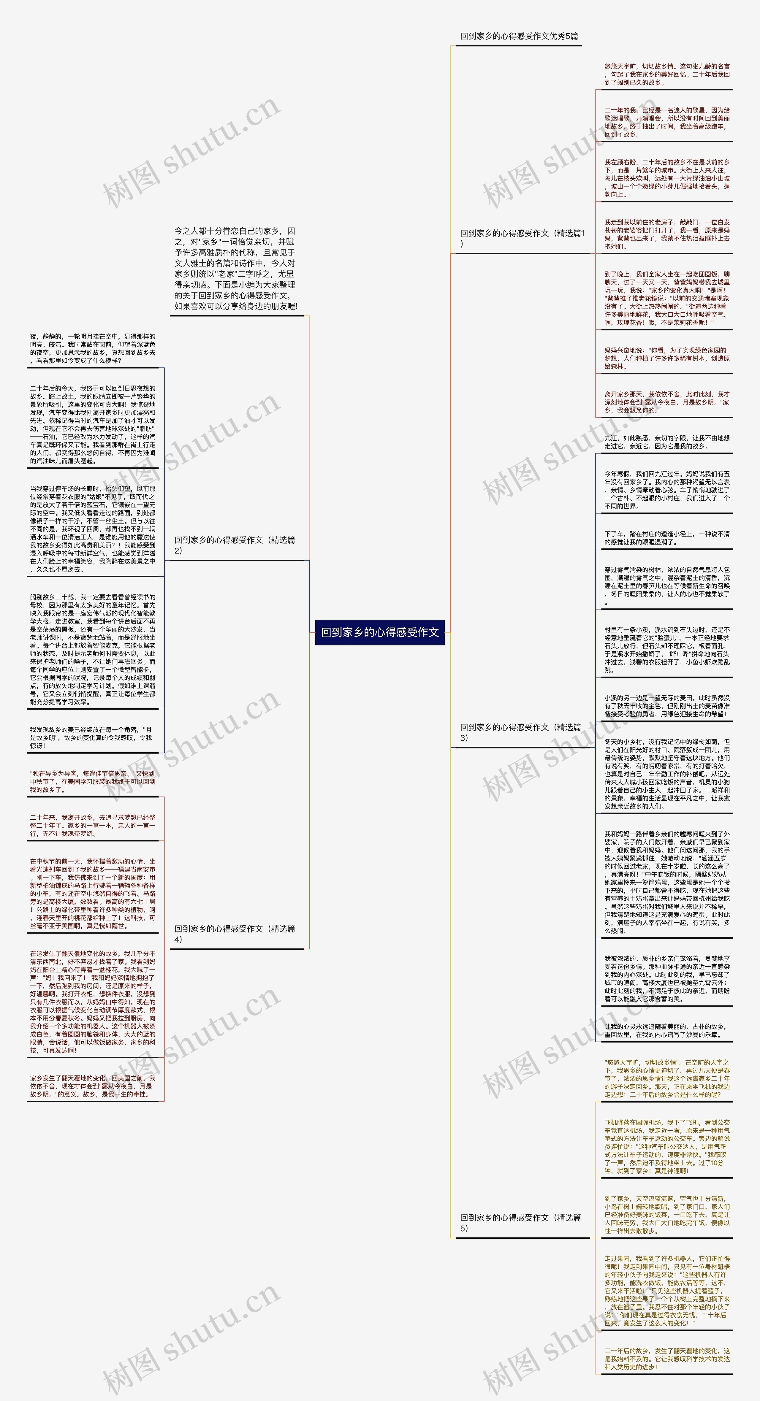 回到家乡的心得感受作文思维导图