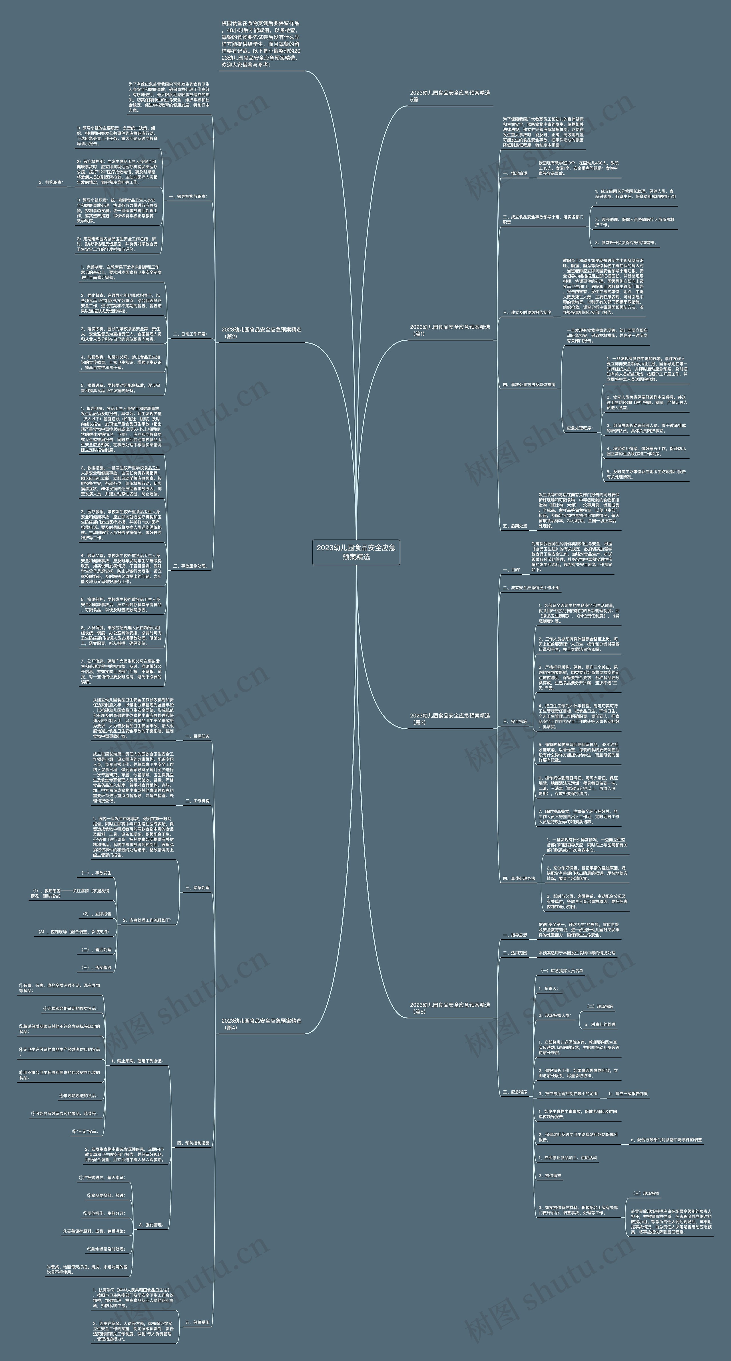 2023幼儿园食品安全应急预案精选思维导图