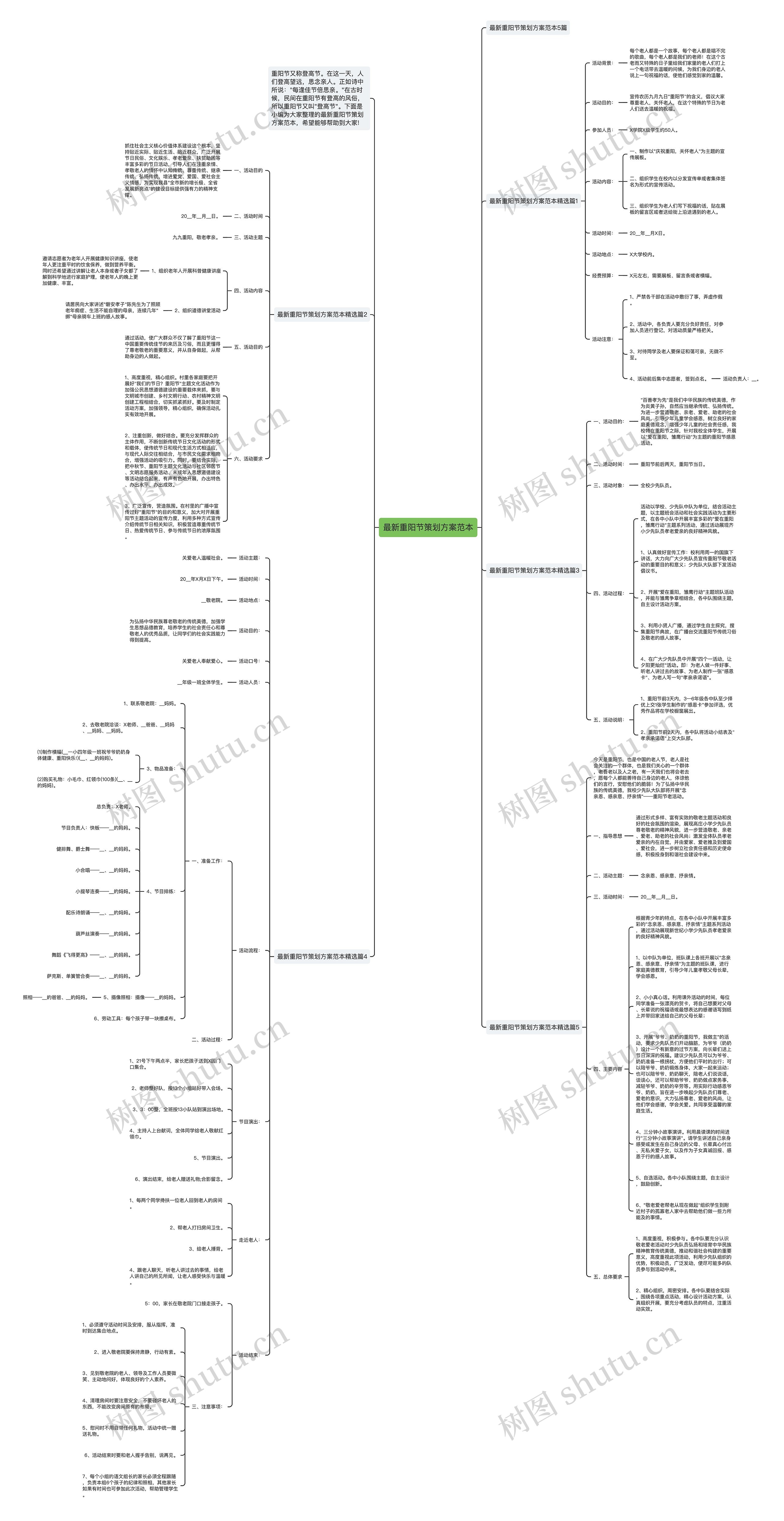 最新重阳节策划方案范本思维导图