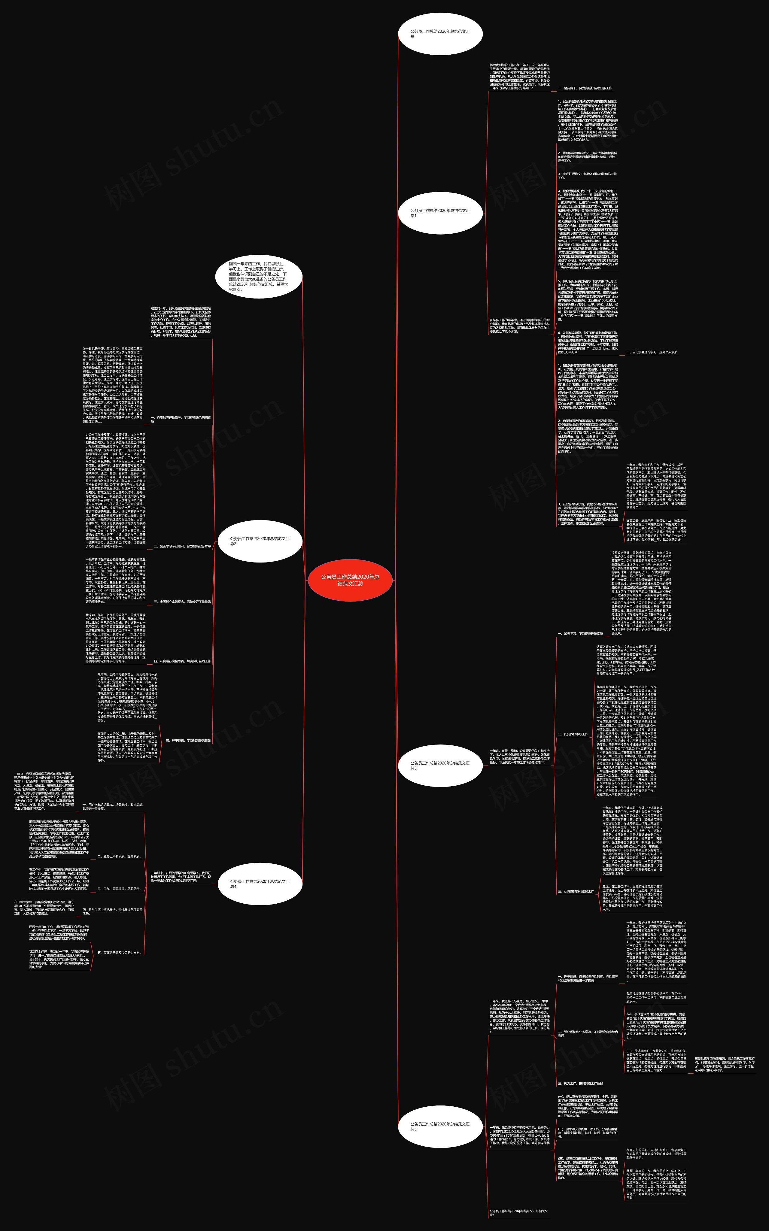 公务员工作总结2020年总结范文汇总思维导图