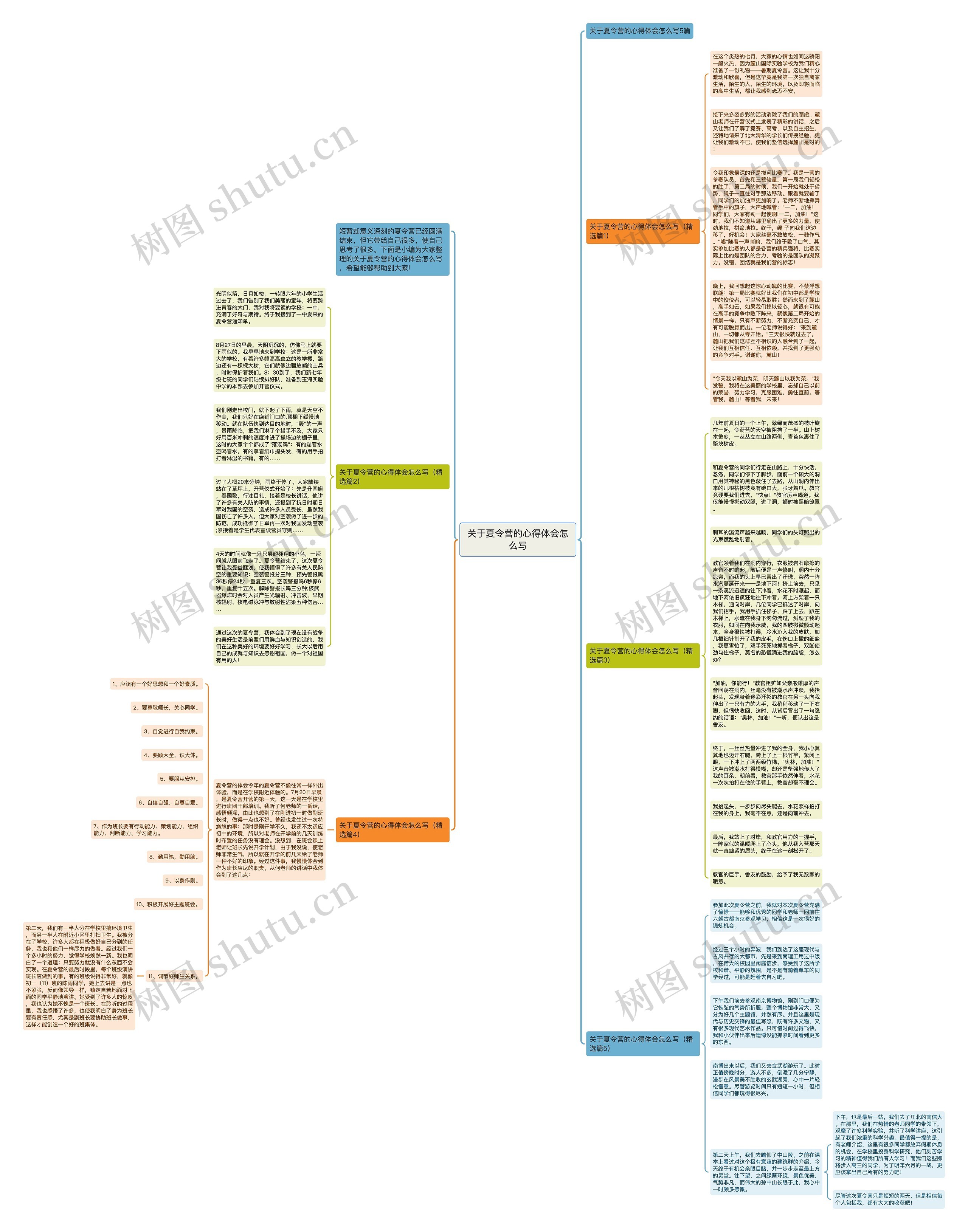 关于夏令营的心得体会怎么写思维导图
