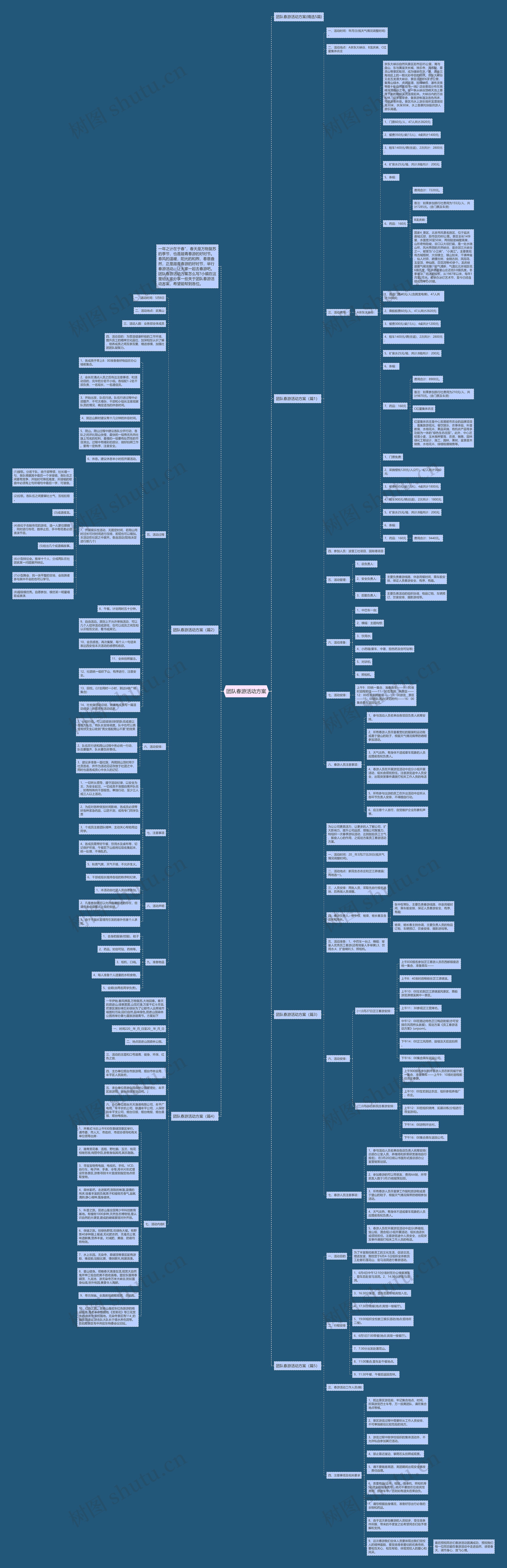 团队春游活动方案思维导图
