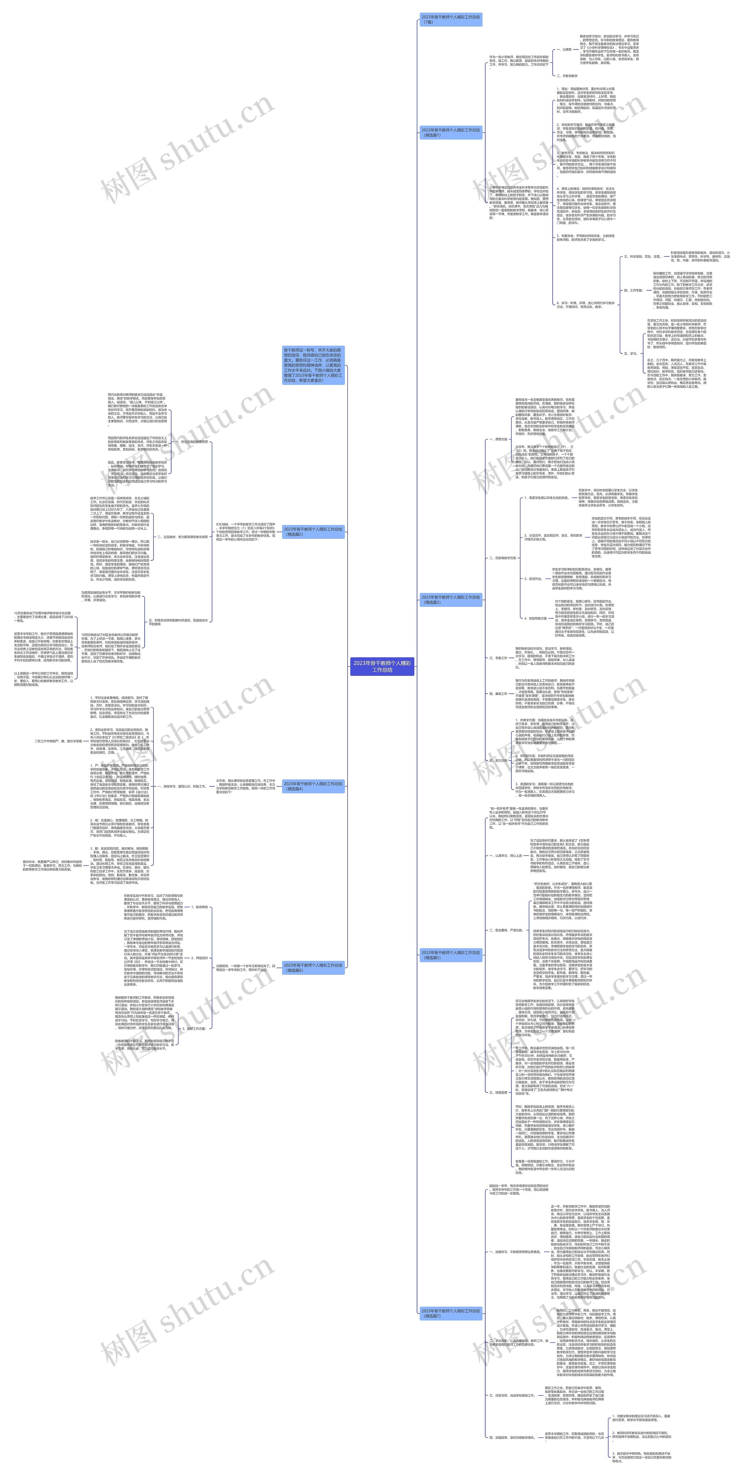 2023年骨干教师个人精彩工作总结思维导图