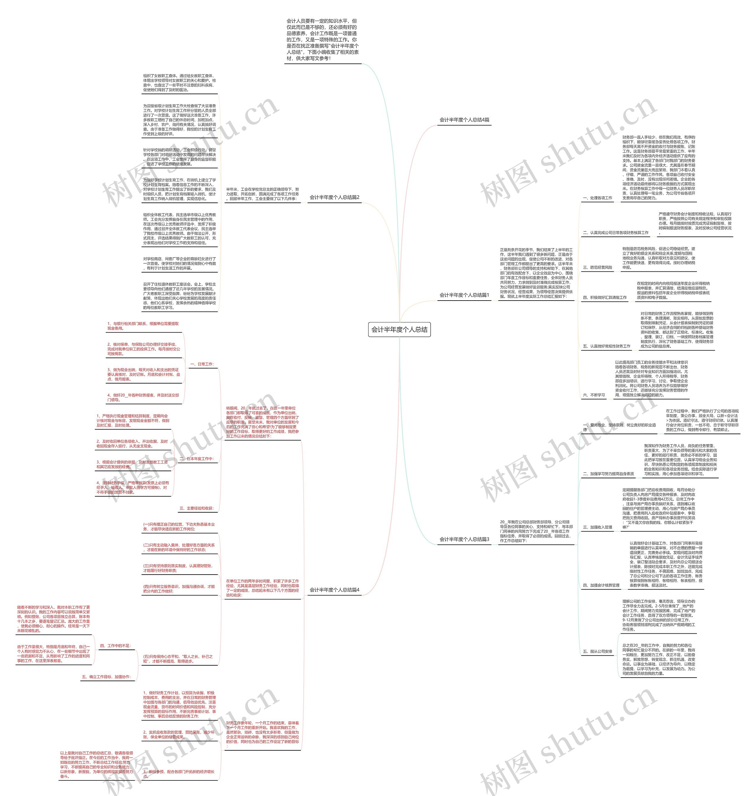 会计半年度个人总结思维导图高清图 会计半年度个人总结思维导图