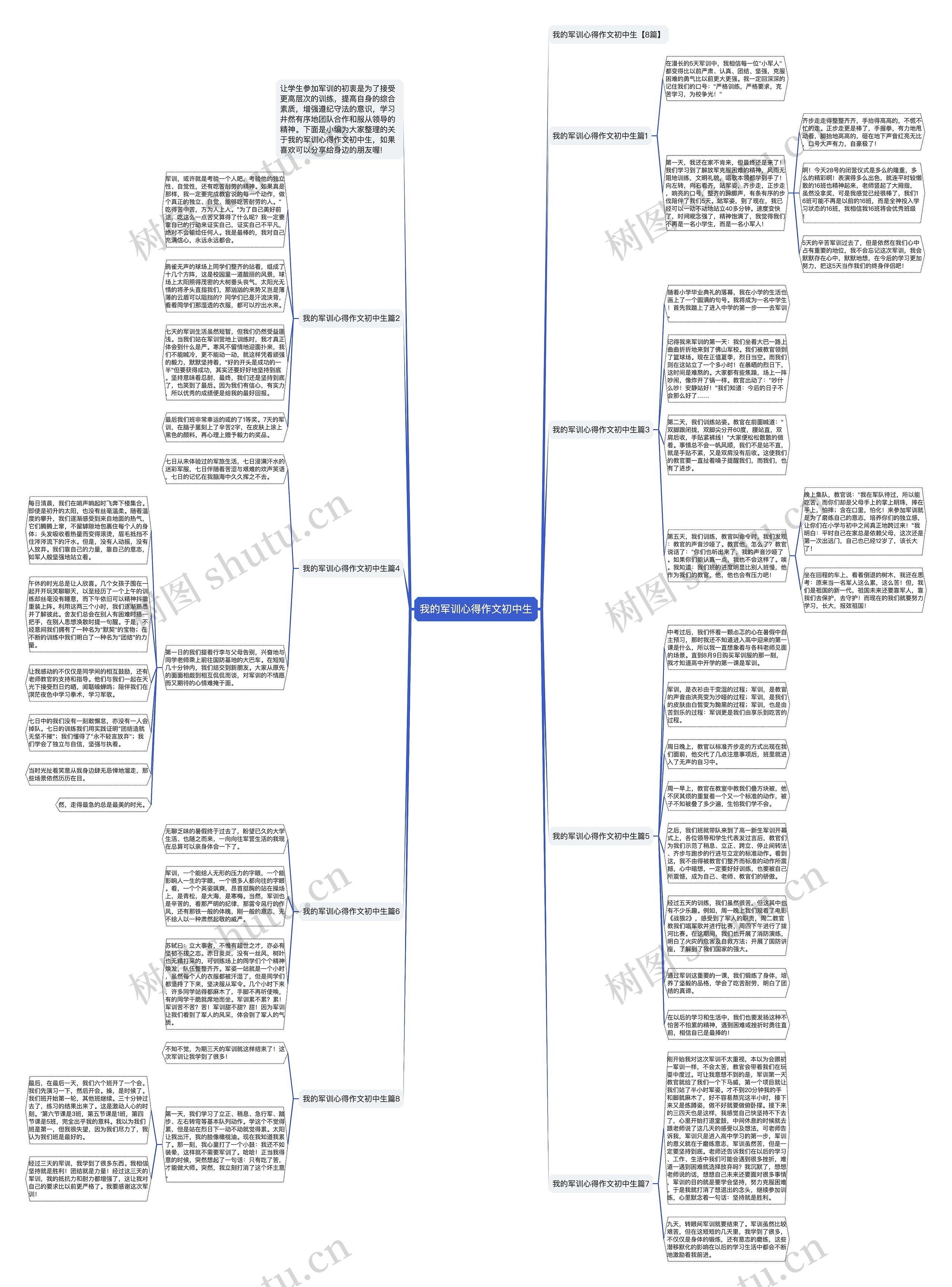 我的军训心得作文初中生思维导图