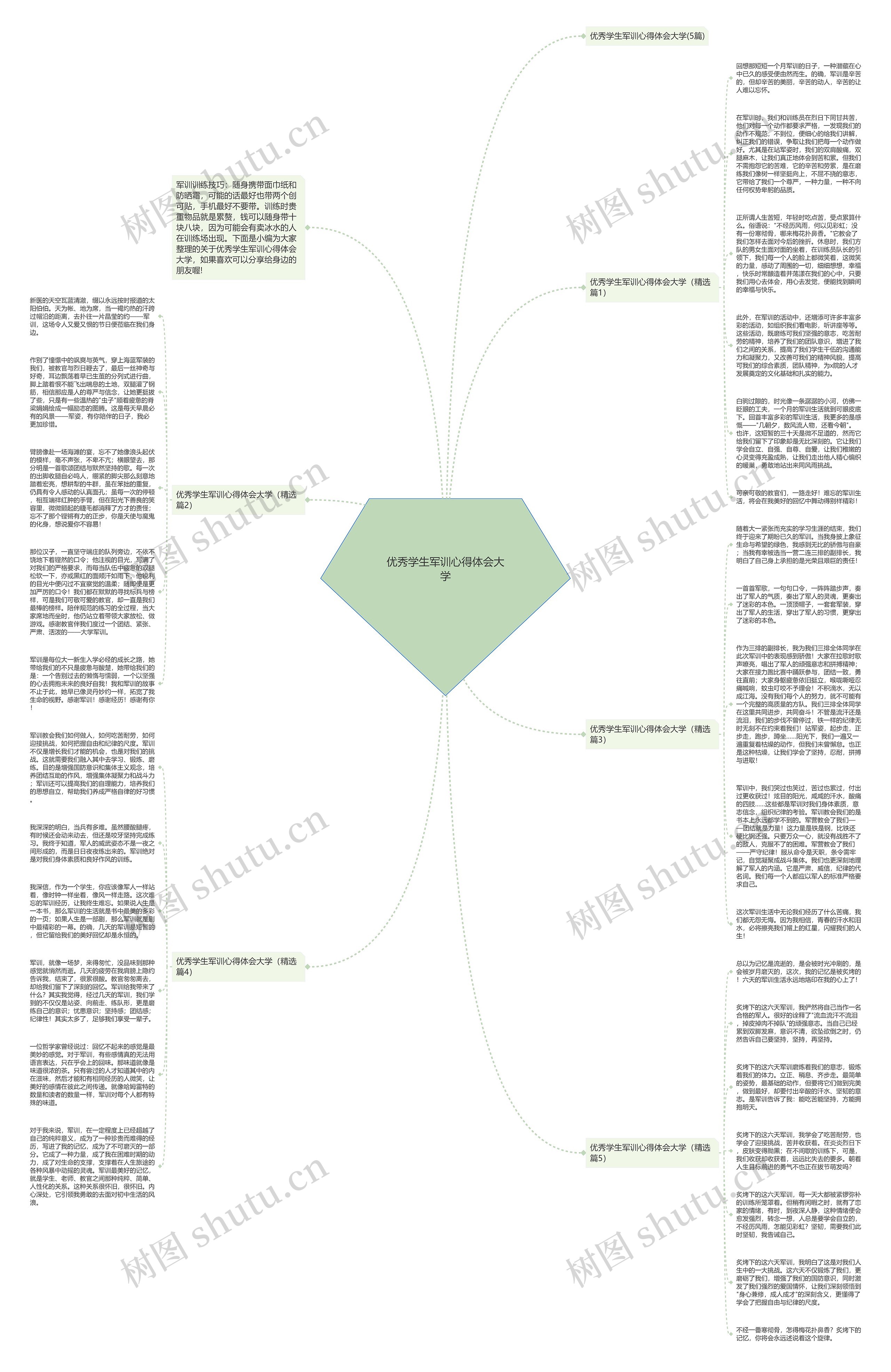 优秀学生军训心得体会大学思维导图高清图 优秀学生军训心得体会大学思维导图