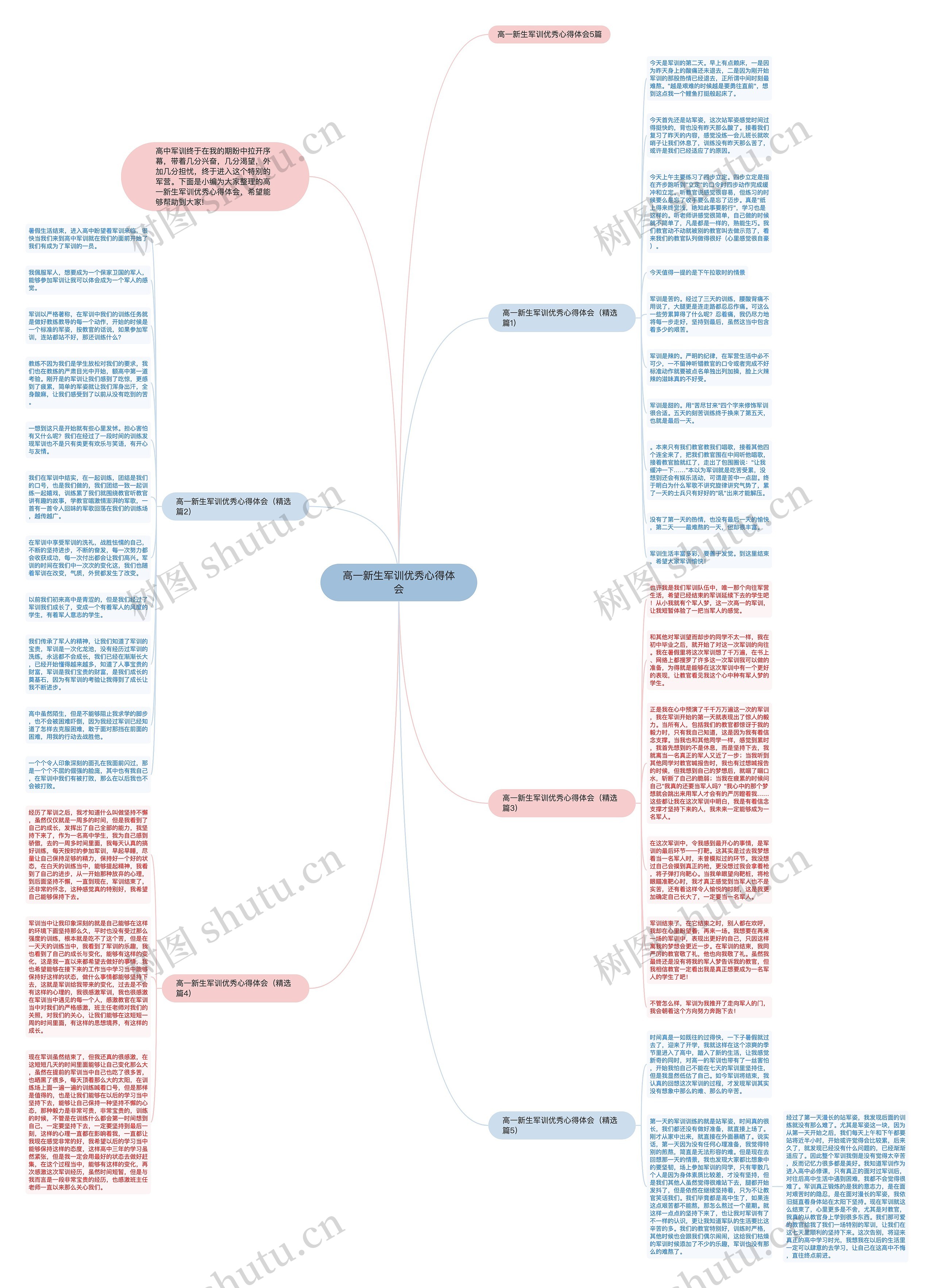 高一新生军训优秀心得体会思维导图