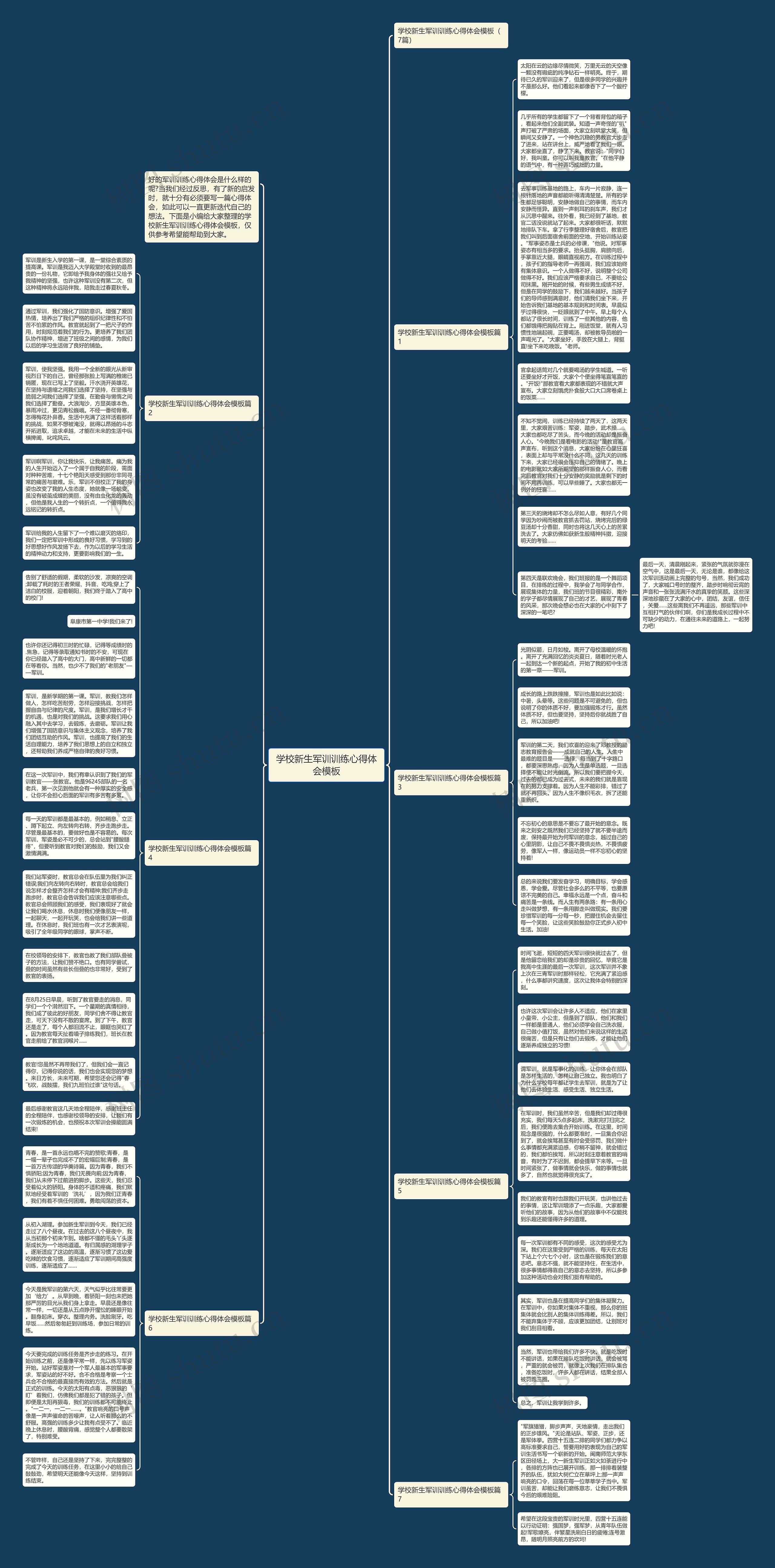 学校新生军训训练心得体会思维导图