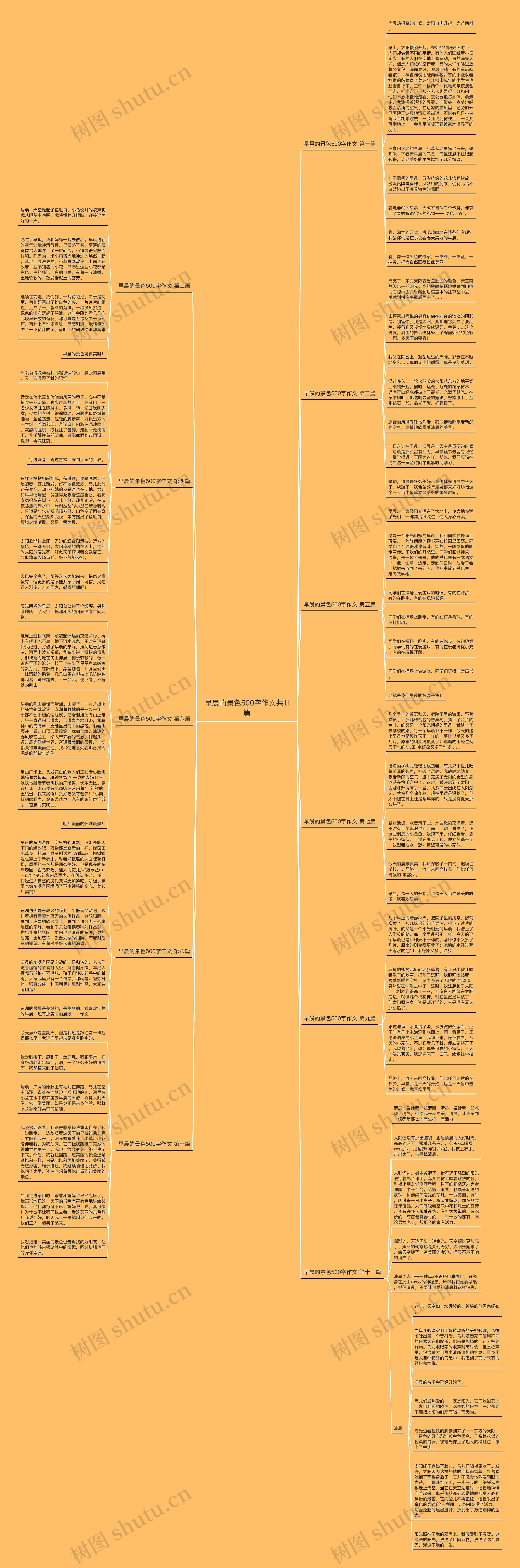 早晨的景色500字作文共11篇思维导图