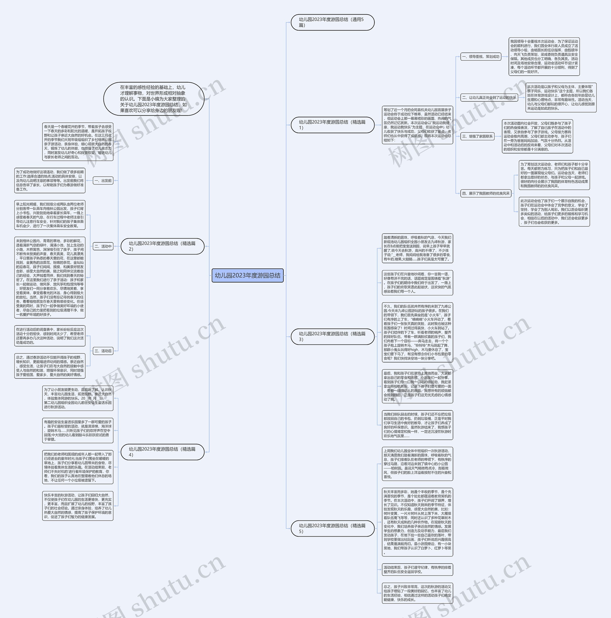 幼儿园2023年度游园总结思维导图