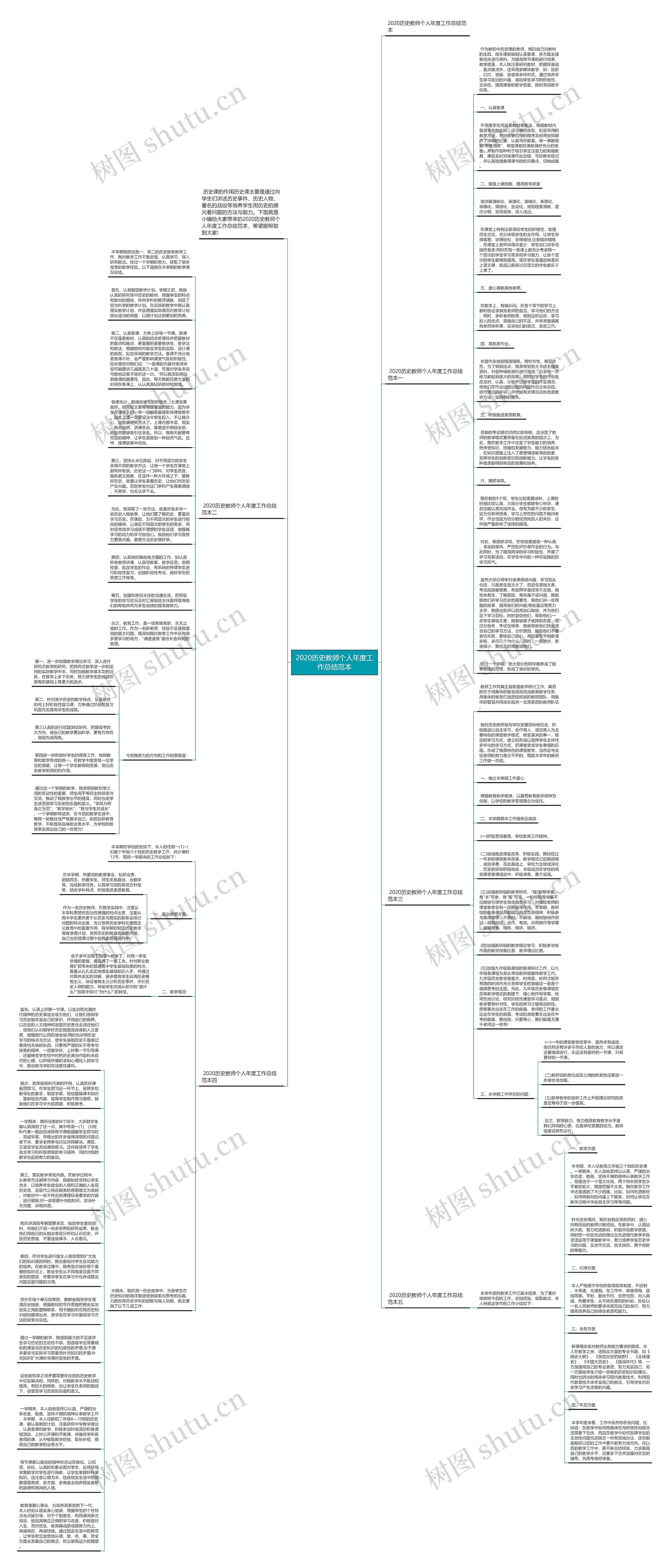 2020历史教师个人年度工作总结范本思维导图