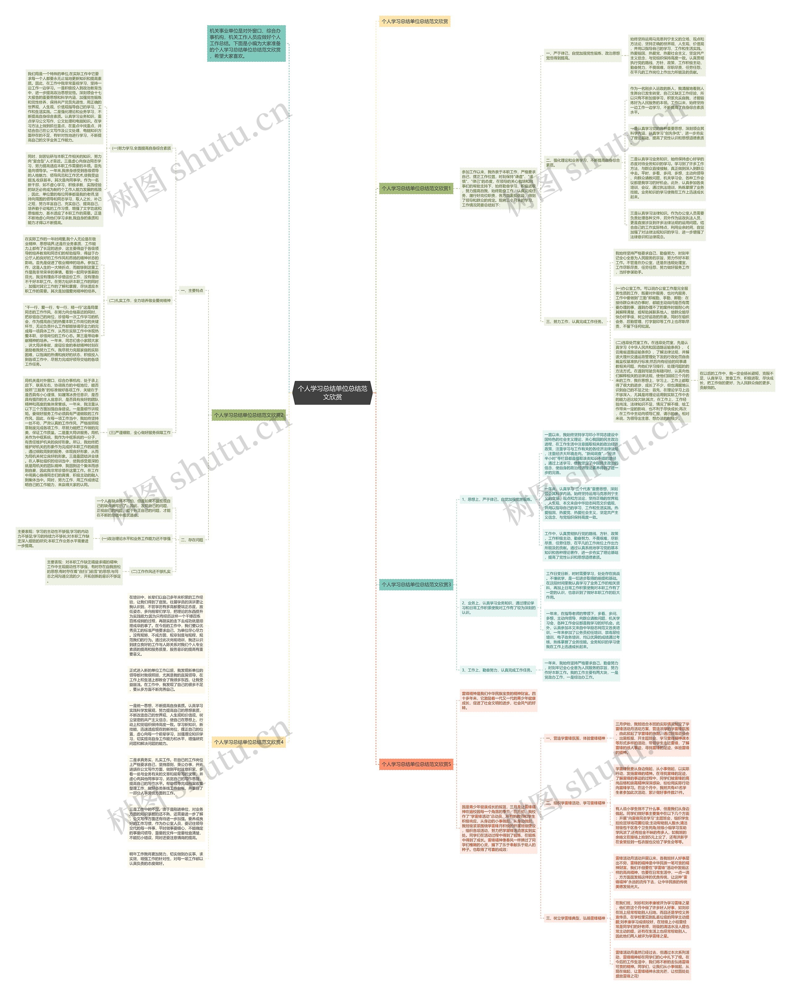 个人学习总结单位总结范文欣赏思维导图