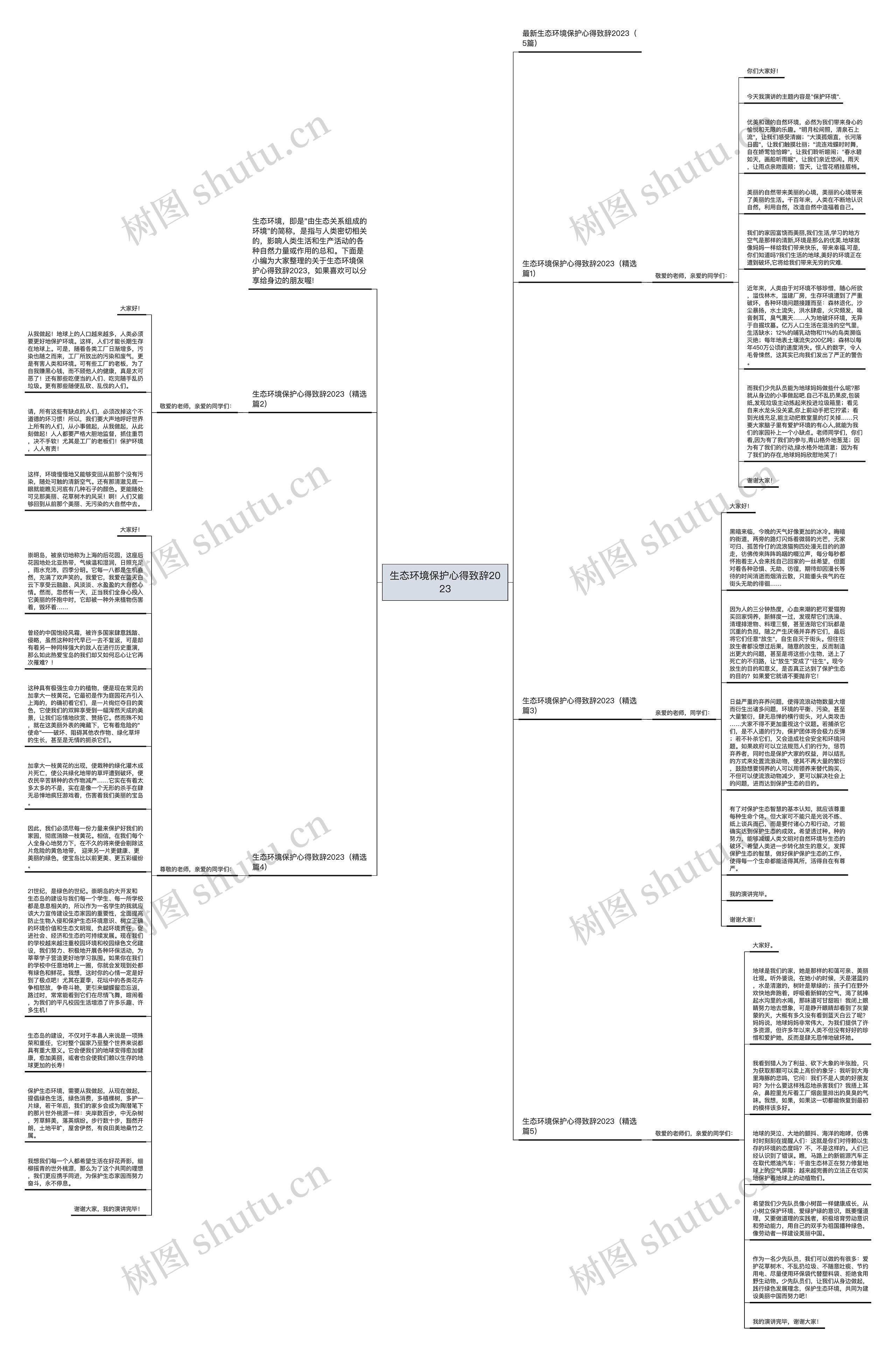 生态环境保护心得致辞2023思维导图