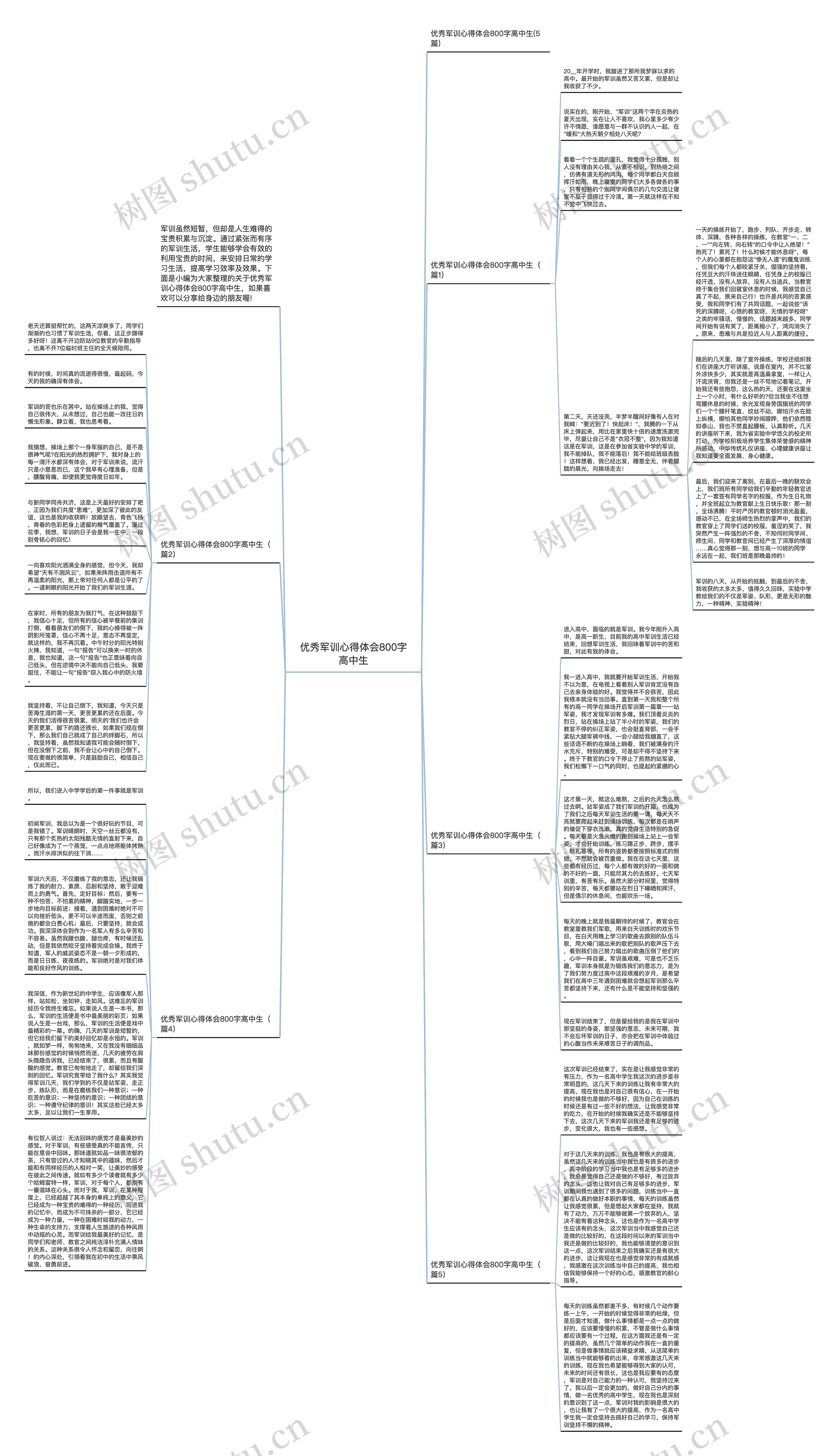 优秀军训心得体会800字高中生思维导图
