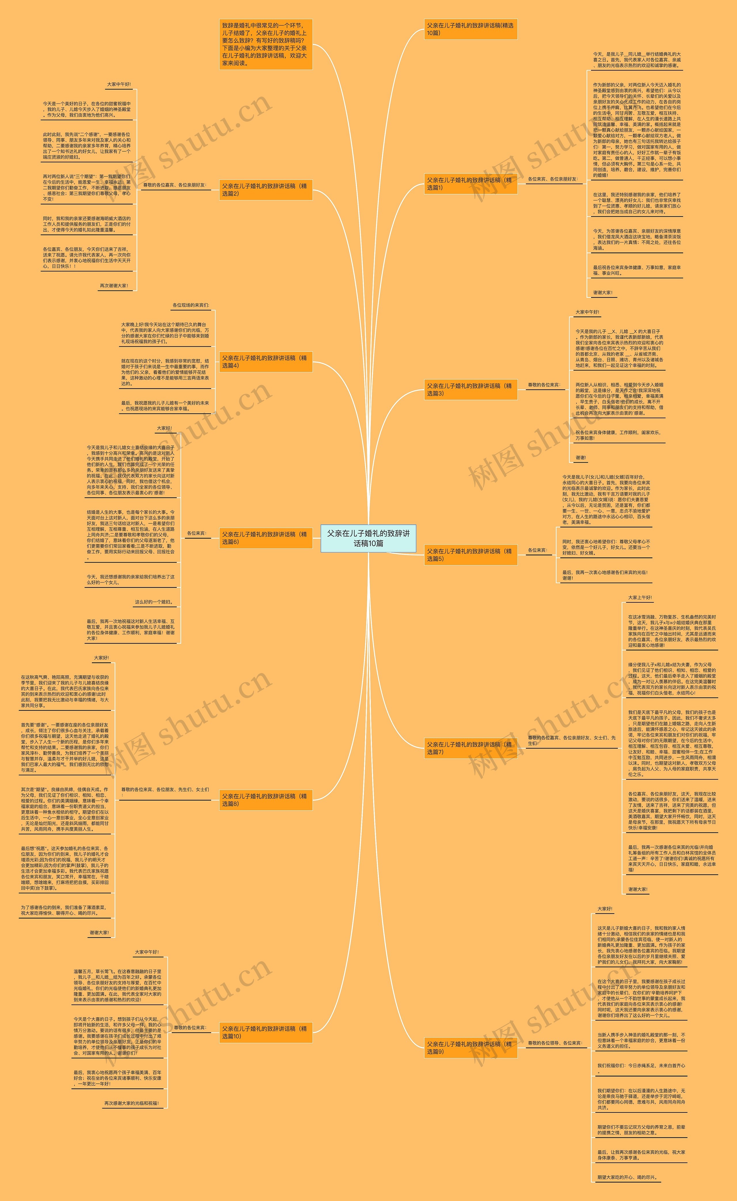 父亲在儿子婚礼的致辞讲话稿10篇思维导图