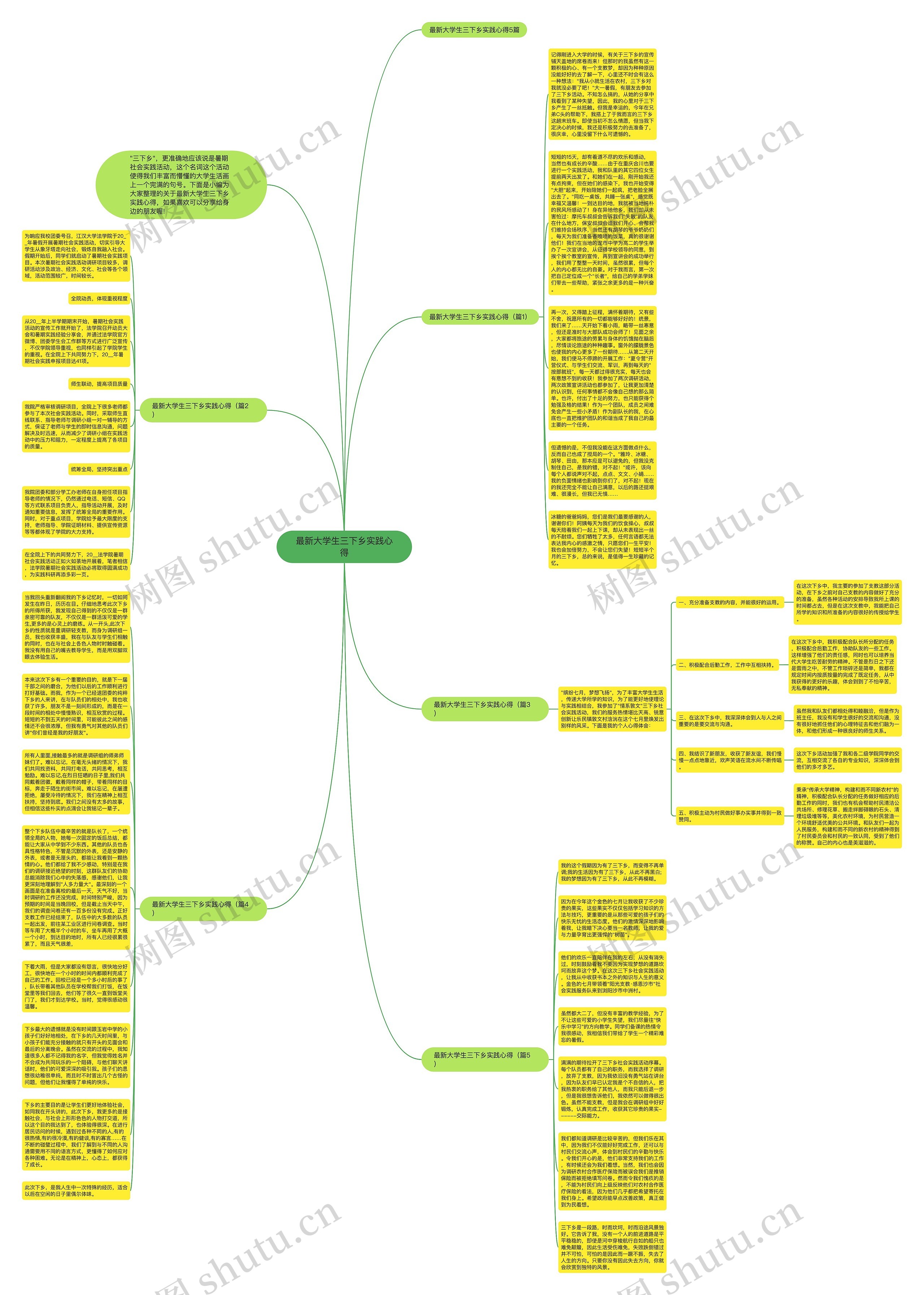 最新大学生三下乡实践心得思维导图