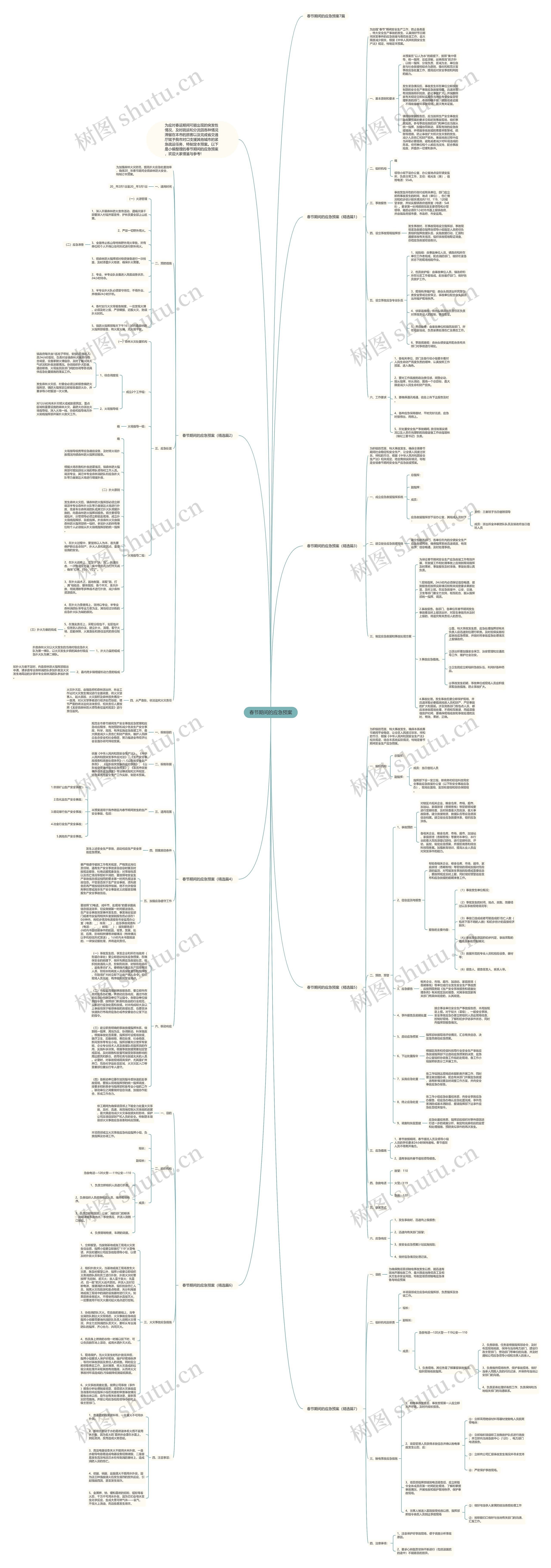 春节期间的应急预案思维导图