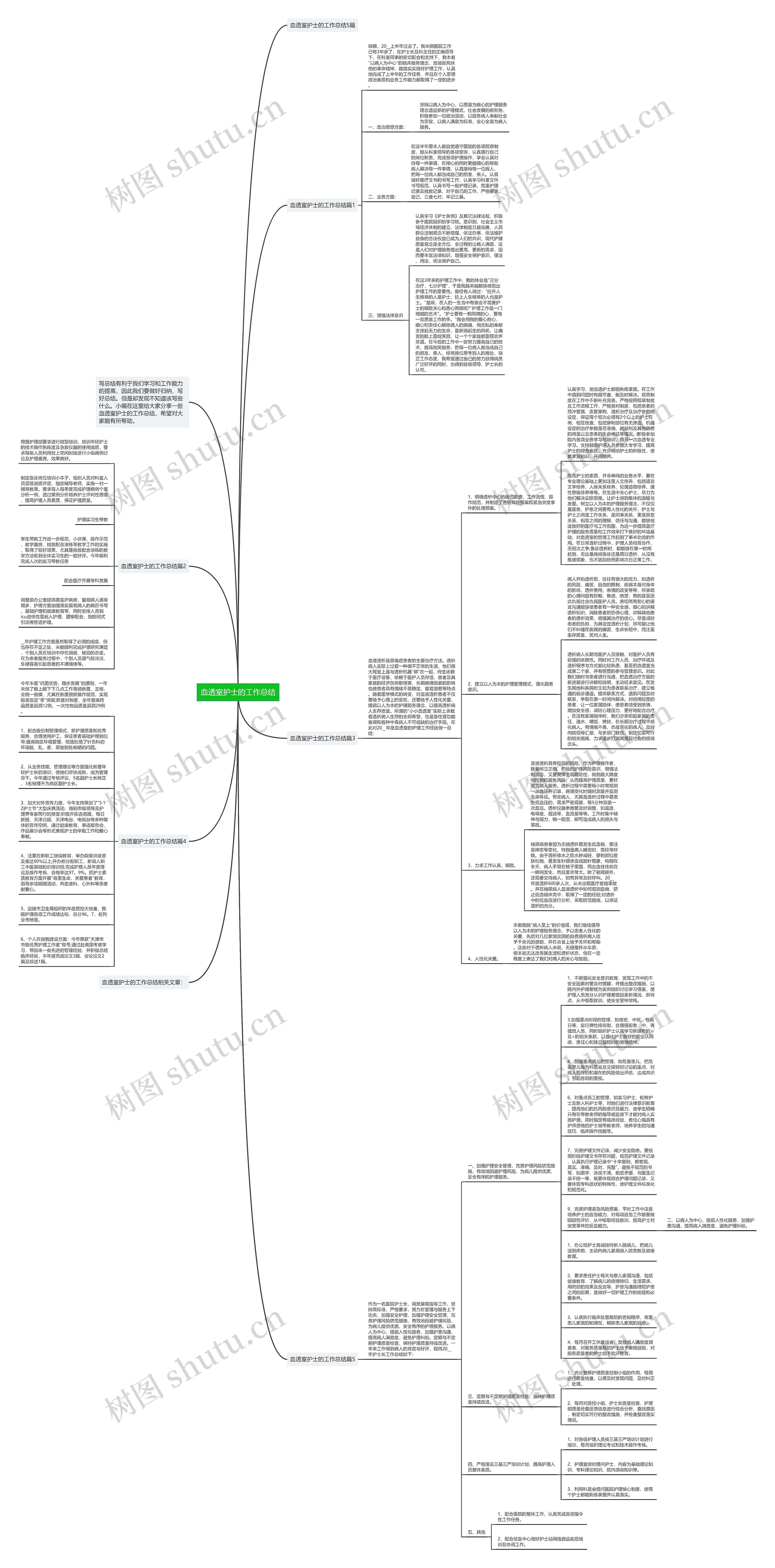 血透室护士的工作总结思维导图