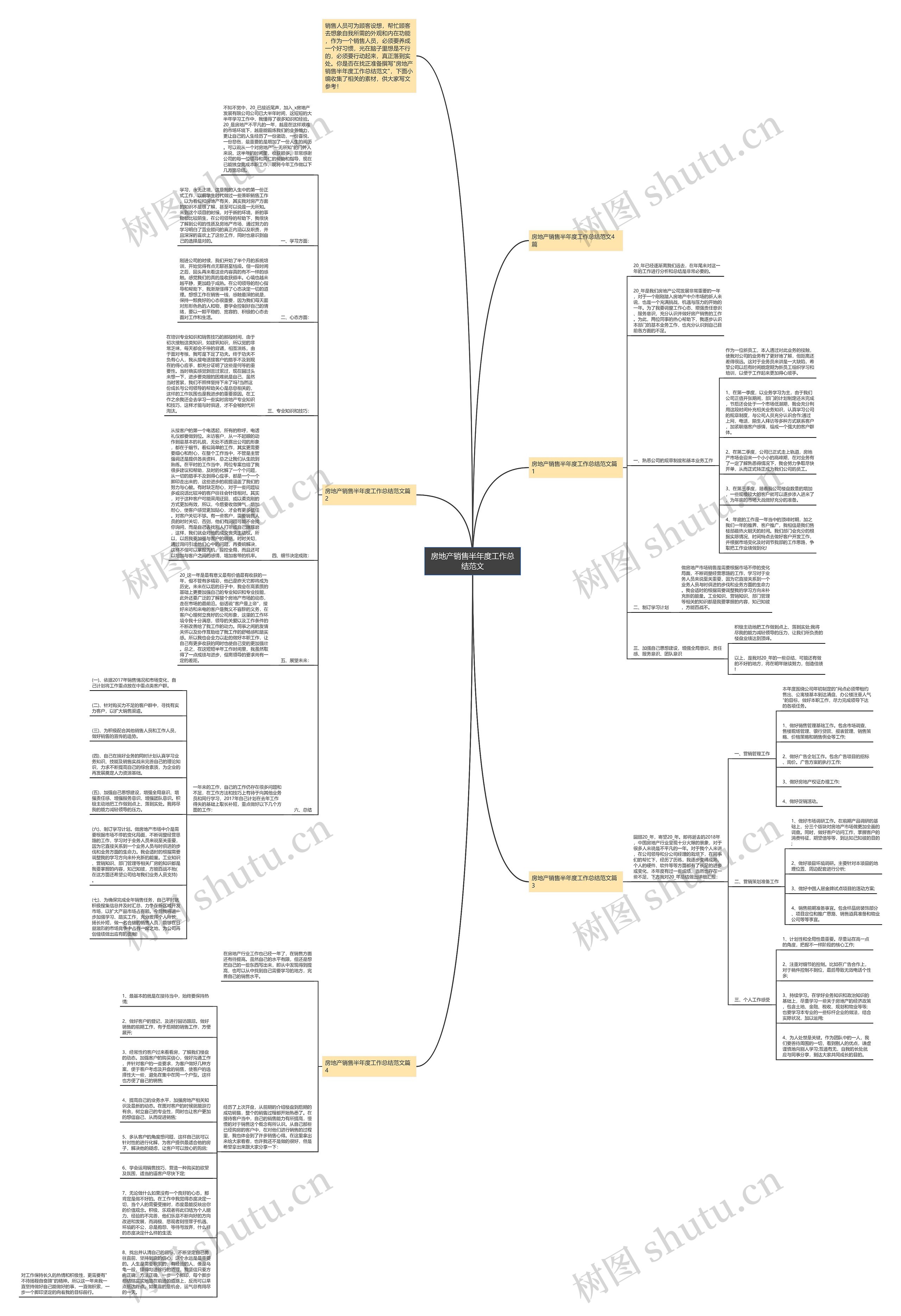 房地产销售半年度工作总结范文思维导图