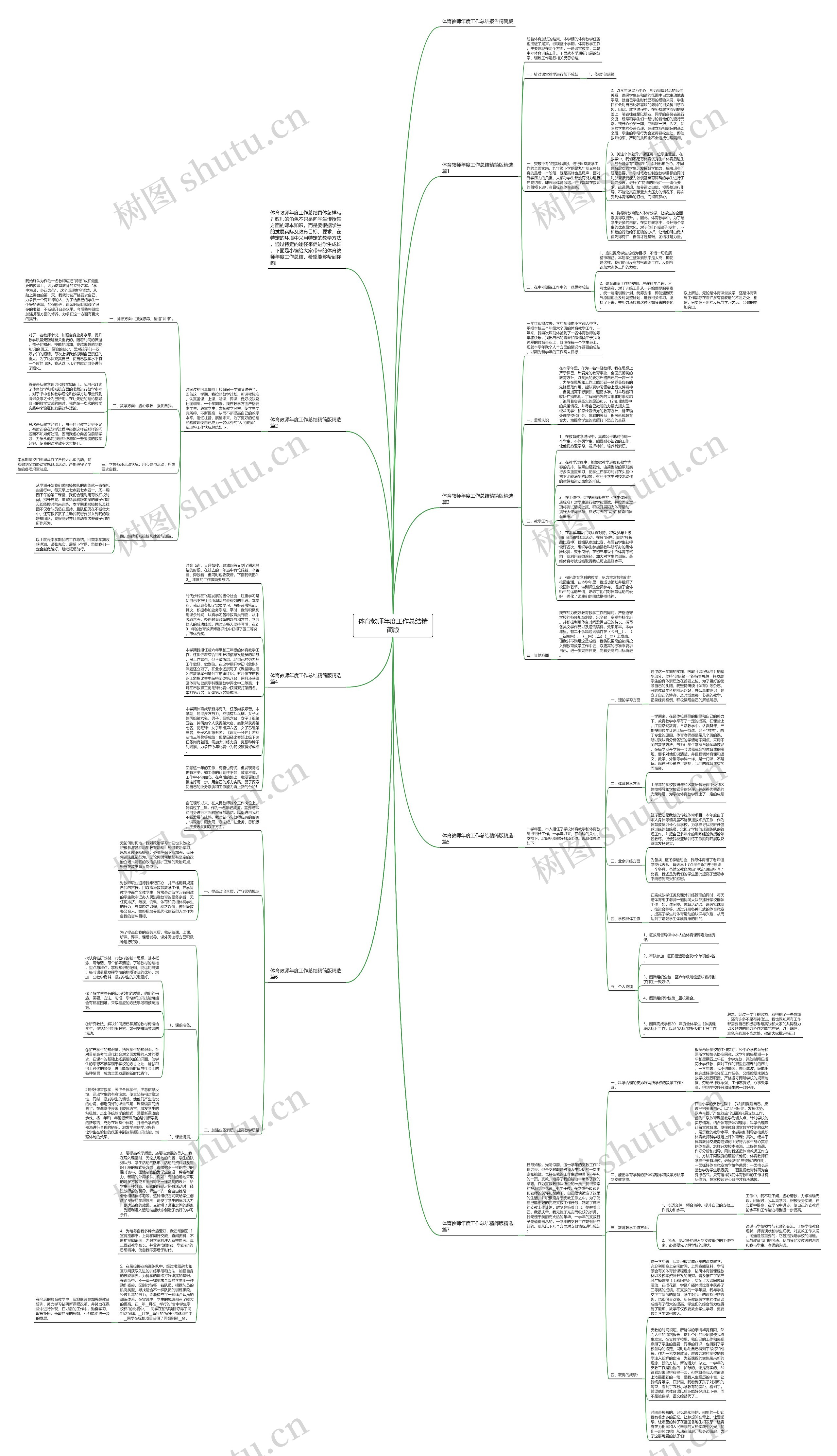 体育教师年度工作总结精简版思维导图