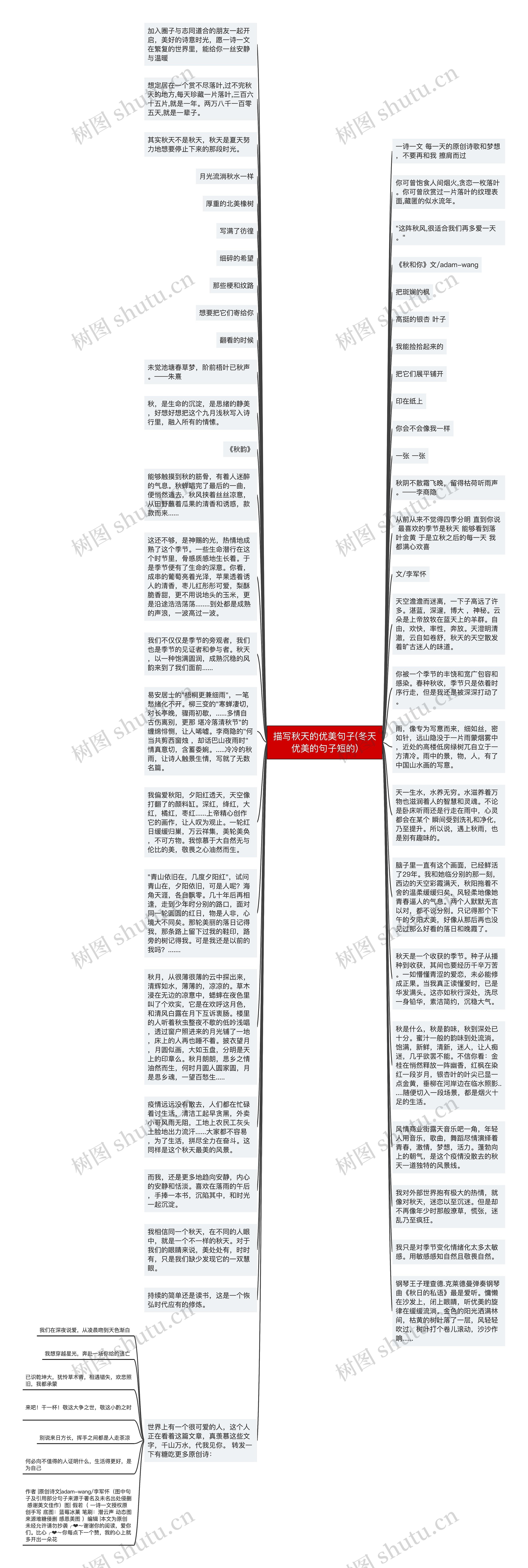 描写秋天的优美句子(冬天优美的句子短的)思维导图