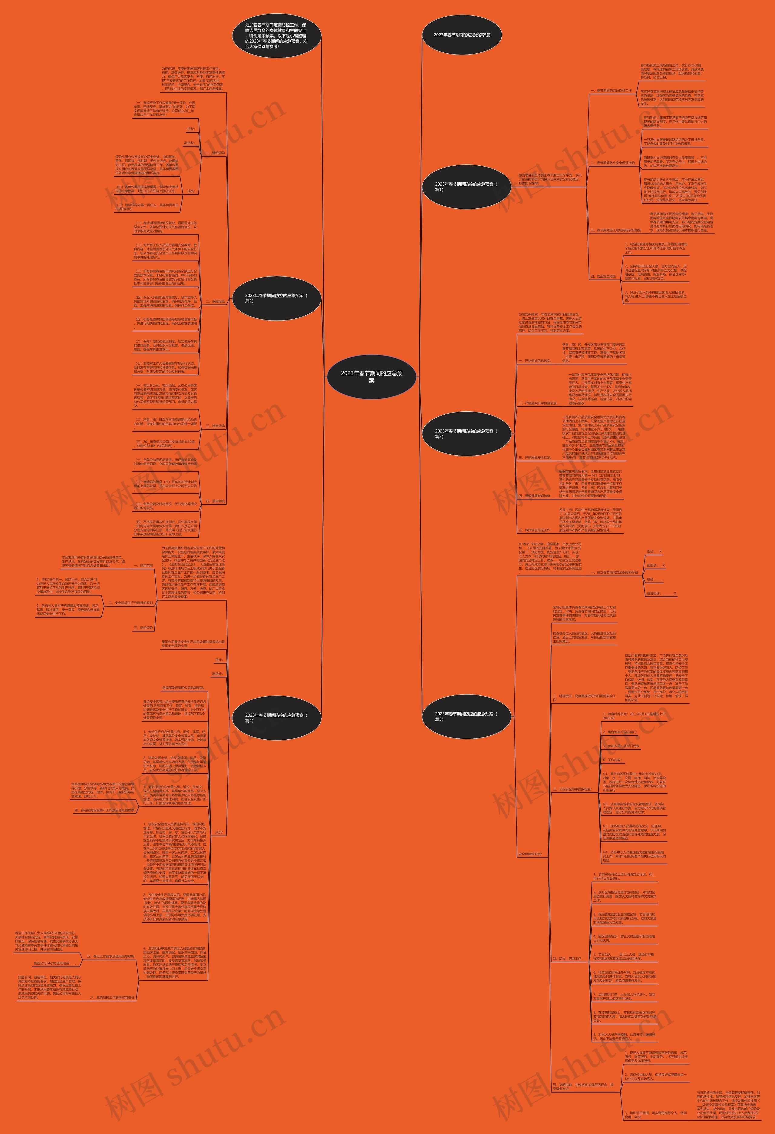 2023年春节期间的应急预案思维导图