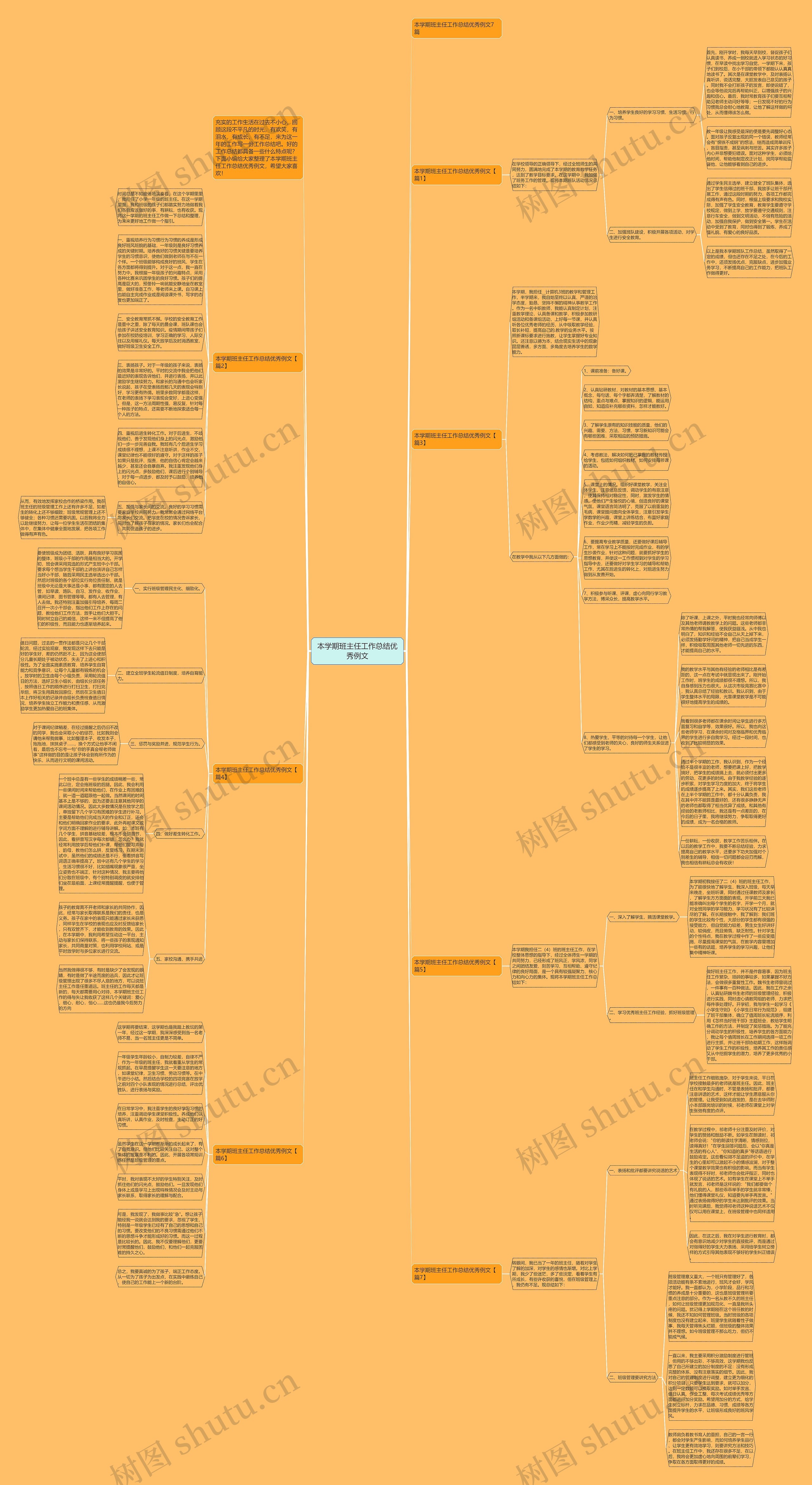 本学期班主任工作总结优秀例文思维导图