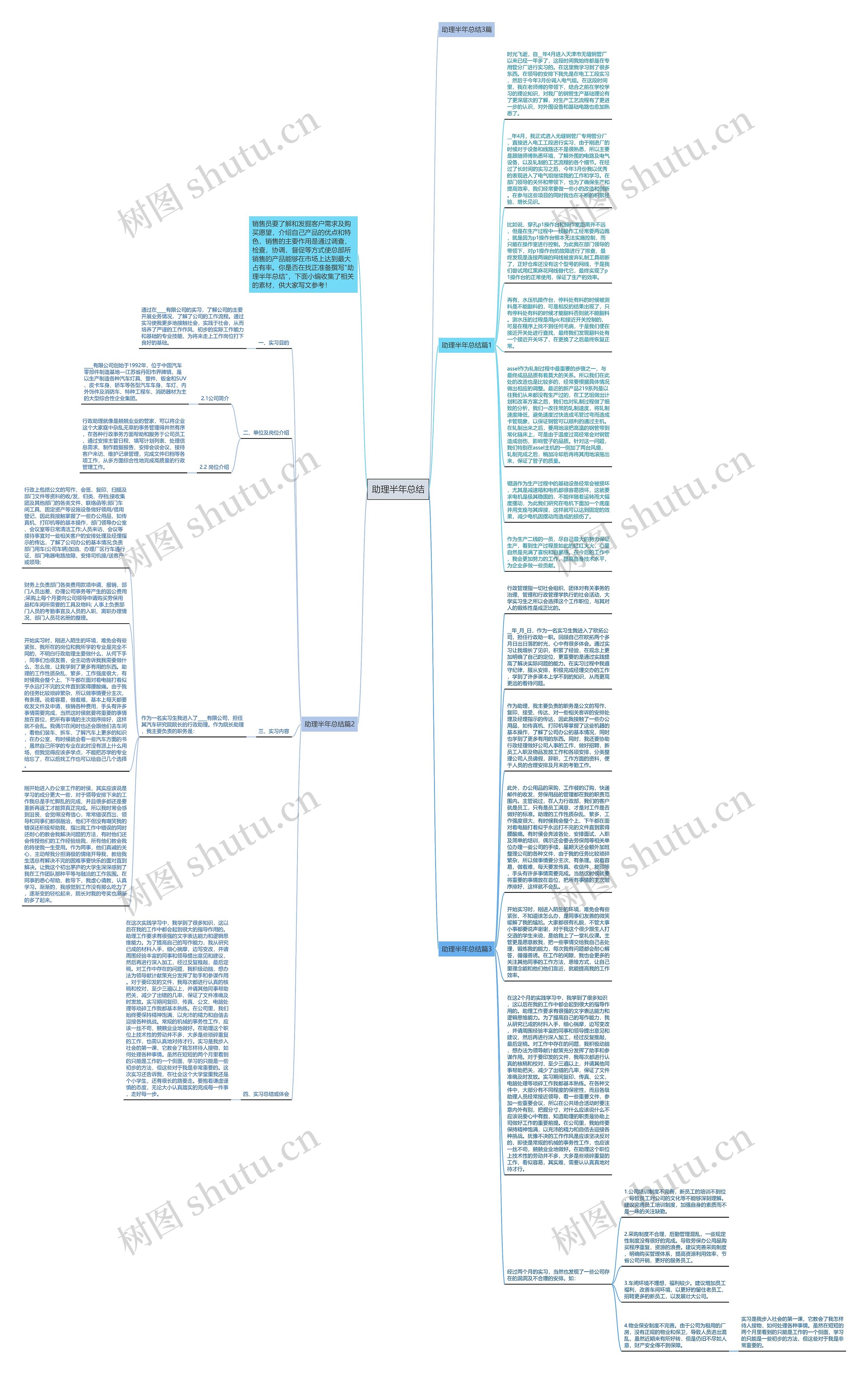 助理半年总结思维导图