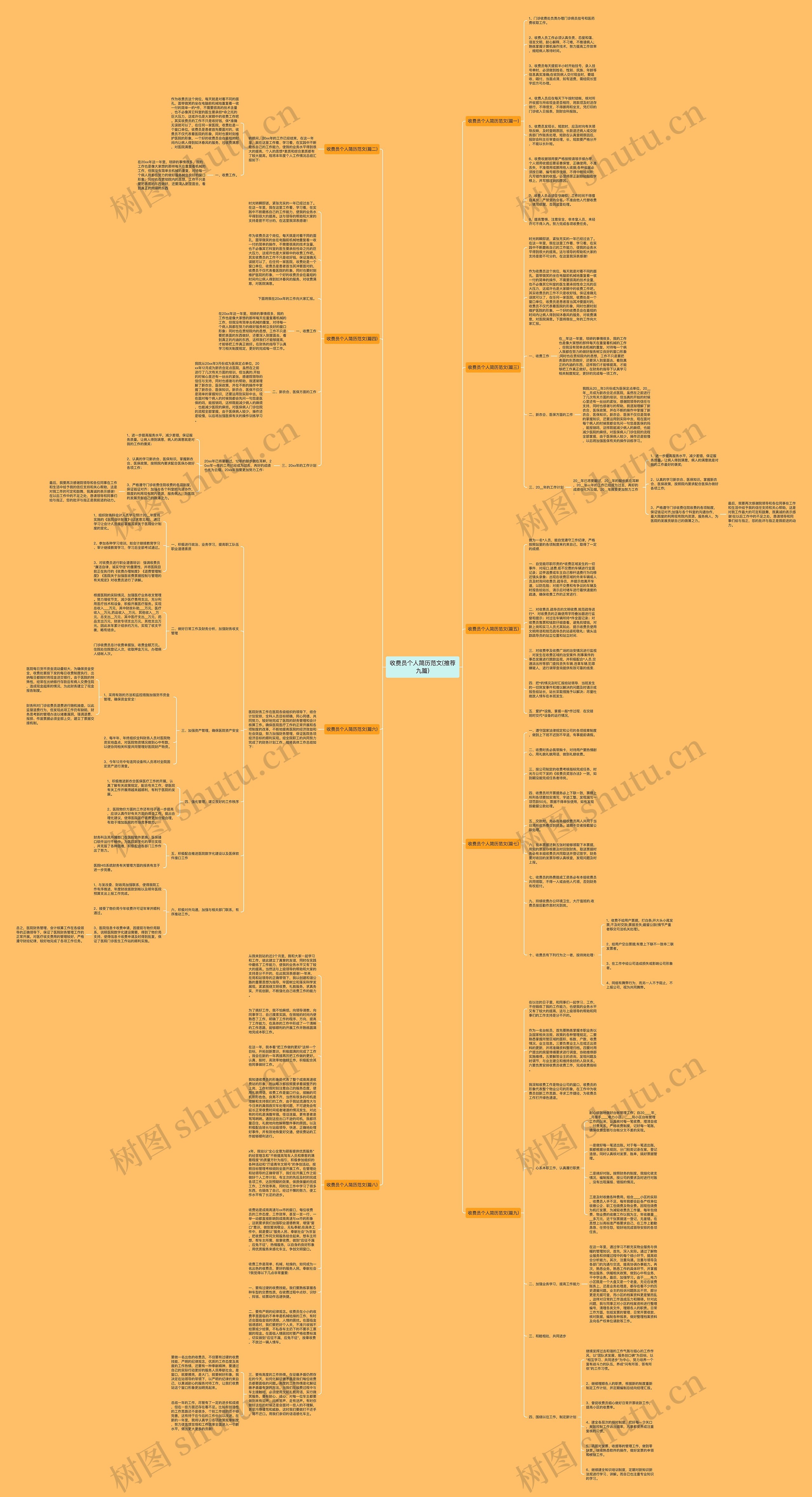 收费员个人简历范文(推荐九篇)思维导图