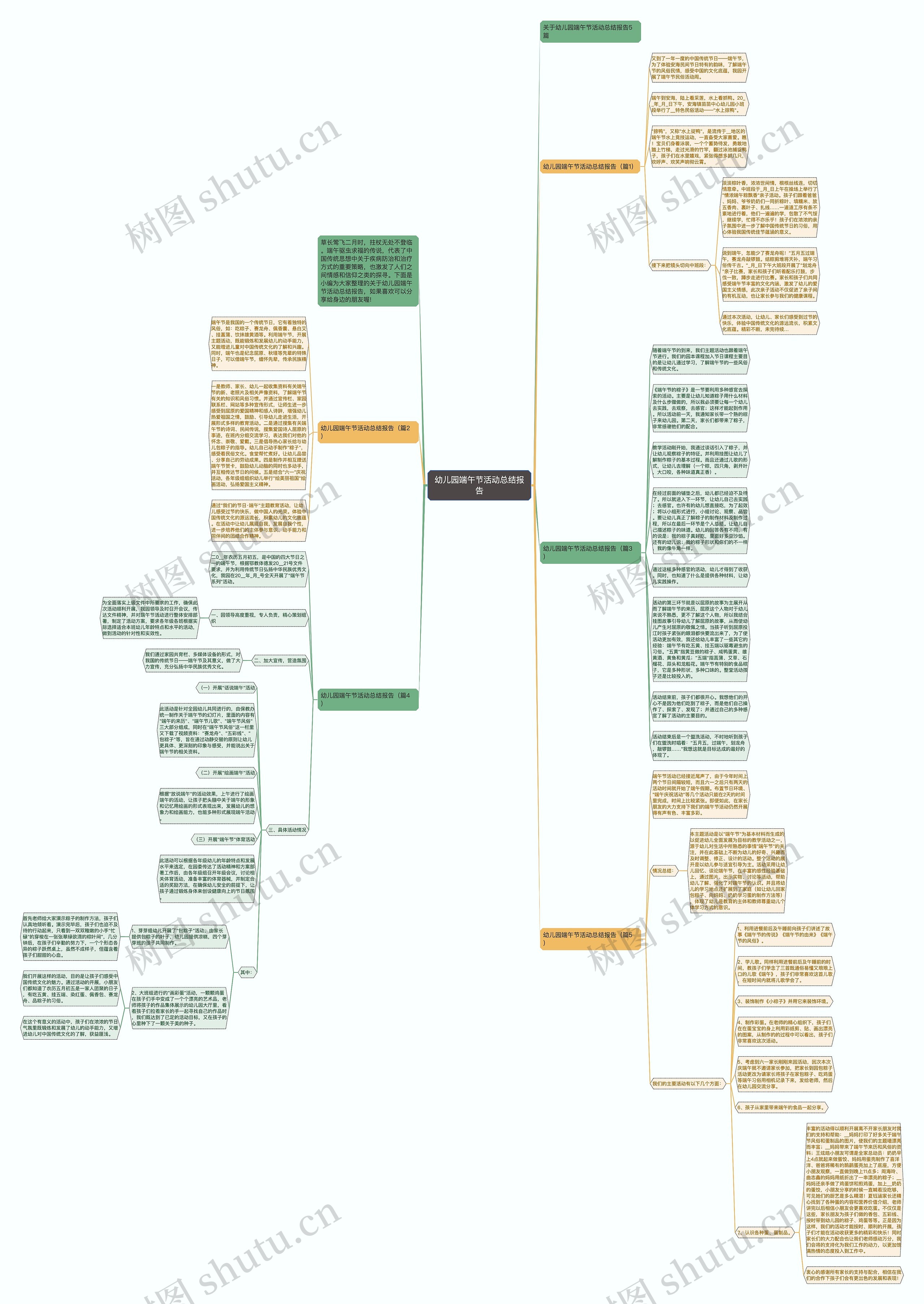 幼儿园端午节活动总结报告思维导图