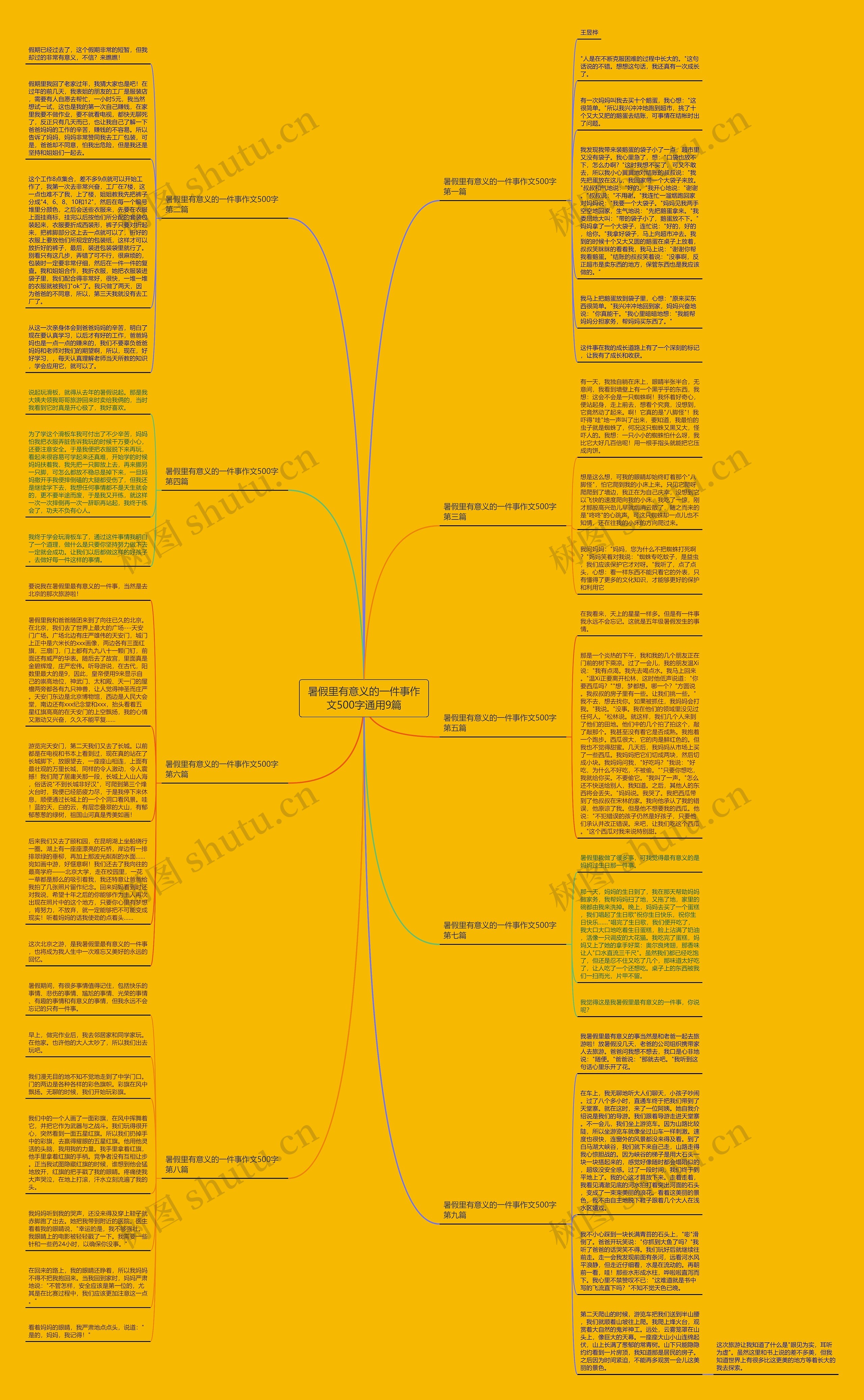 暑假里有意义的一件事作文500字通用9篇思维导图