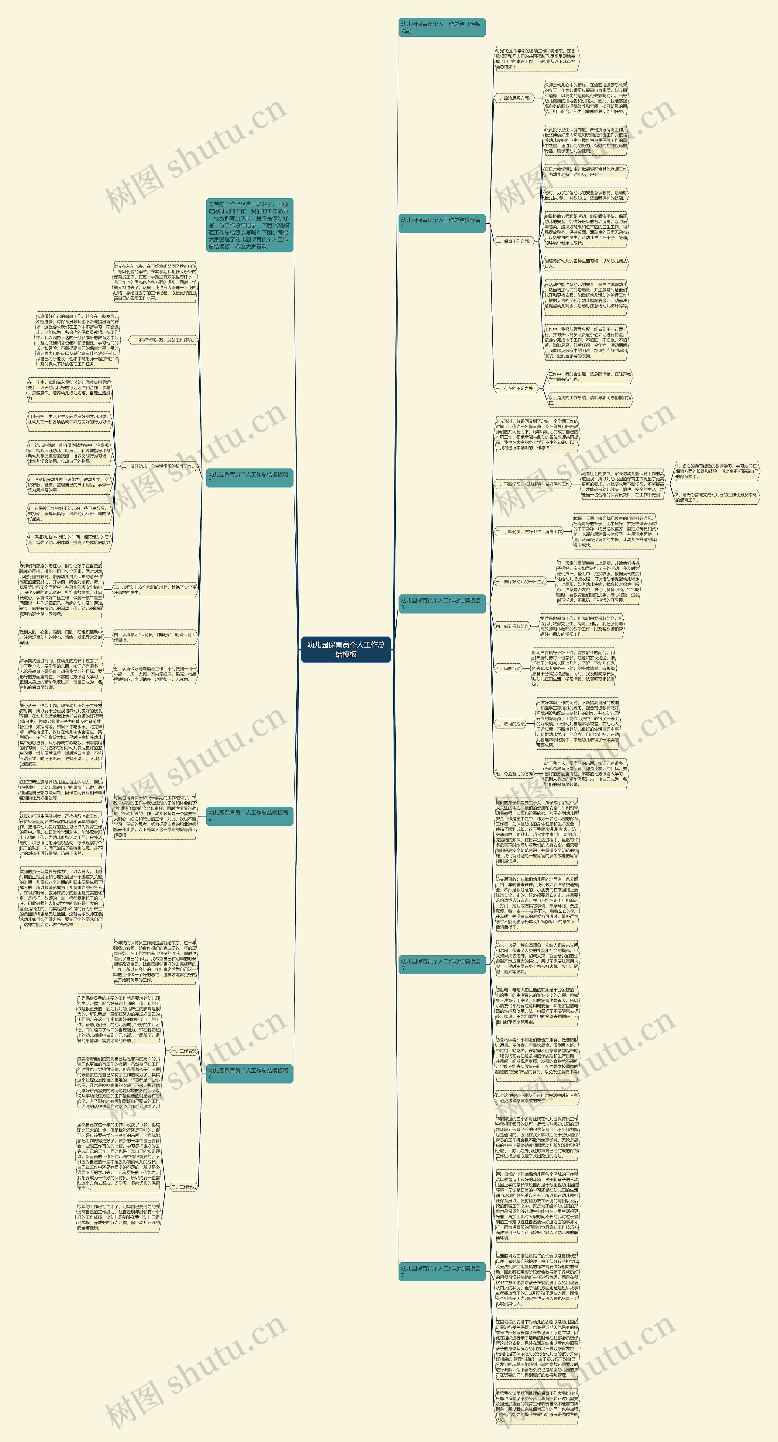 幼儿园保育员个人工作总结思维导图