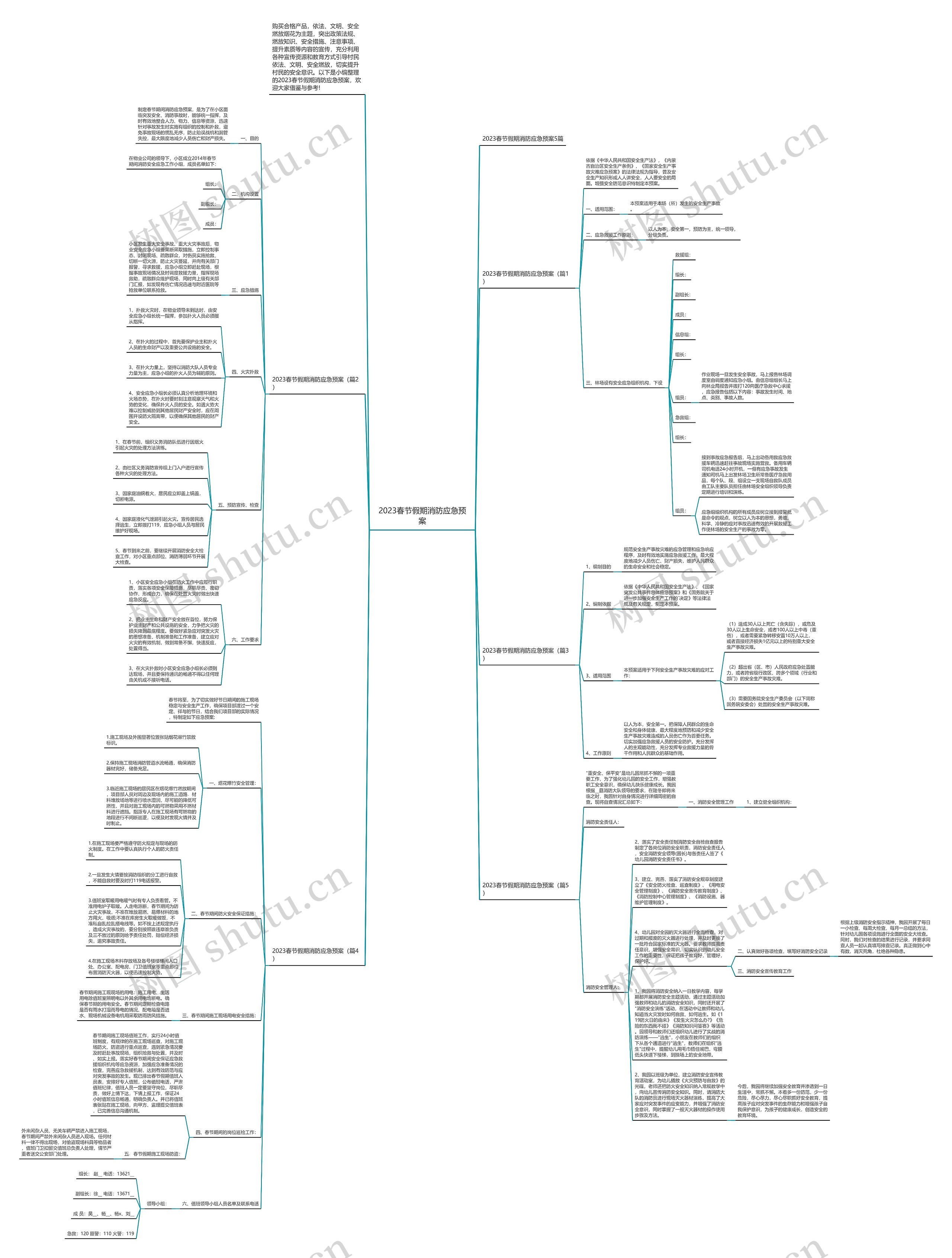 2023春节假期消防应急预案思维导图