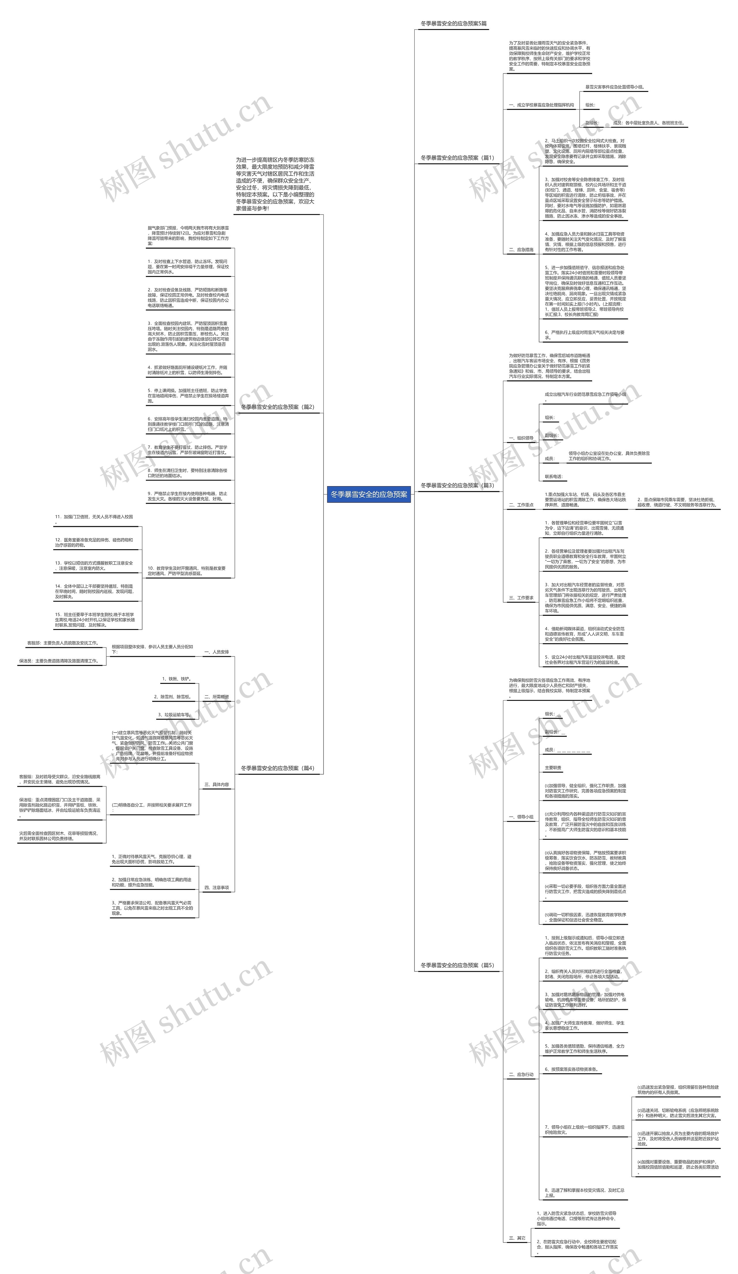 冬季暴雪安全的应急预案思维导图