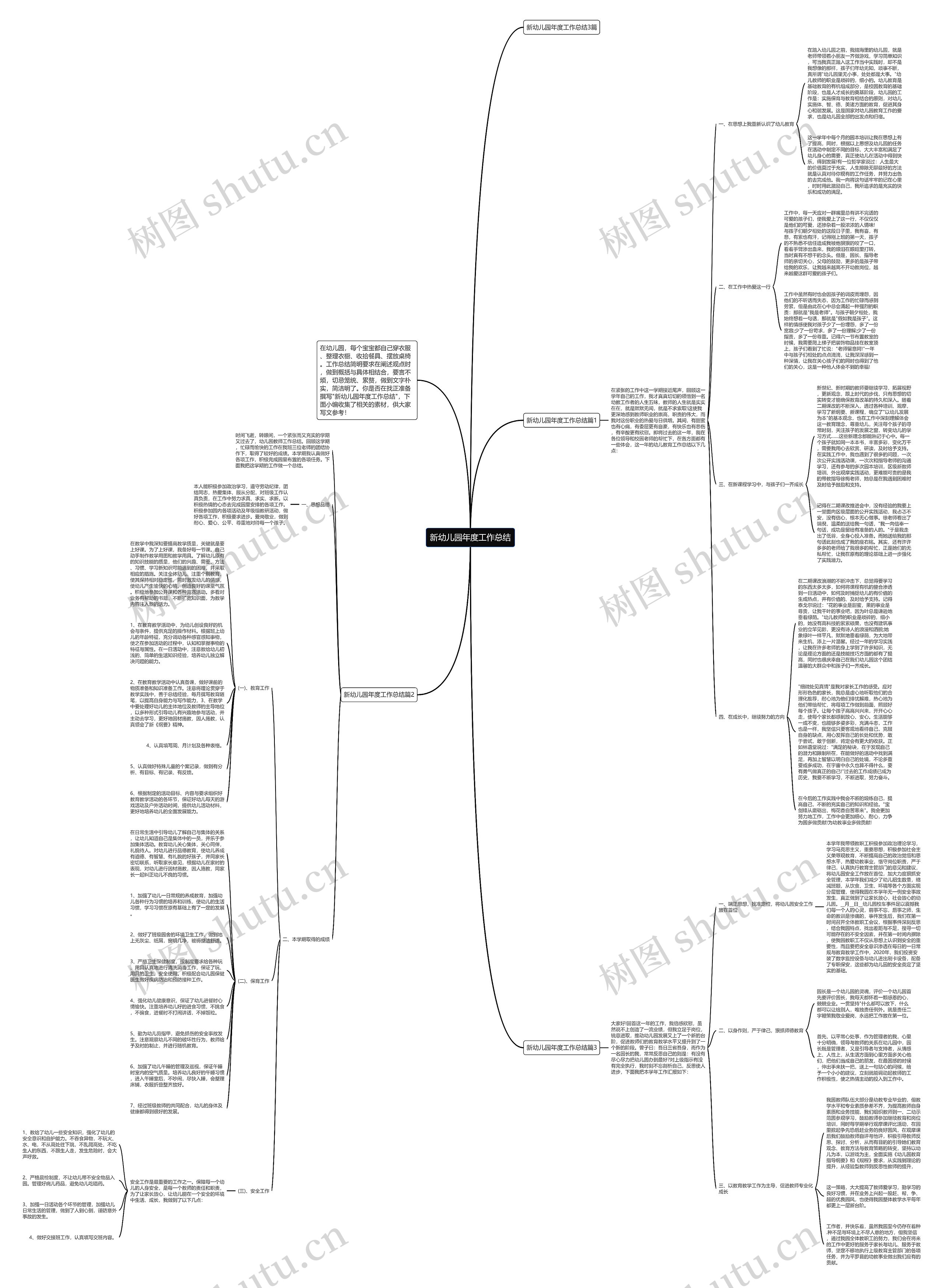 新幼儿园年度工作总结思维导图