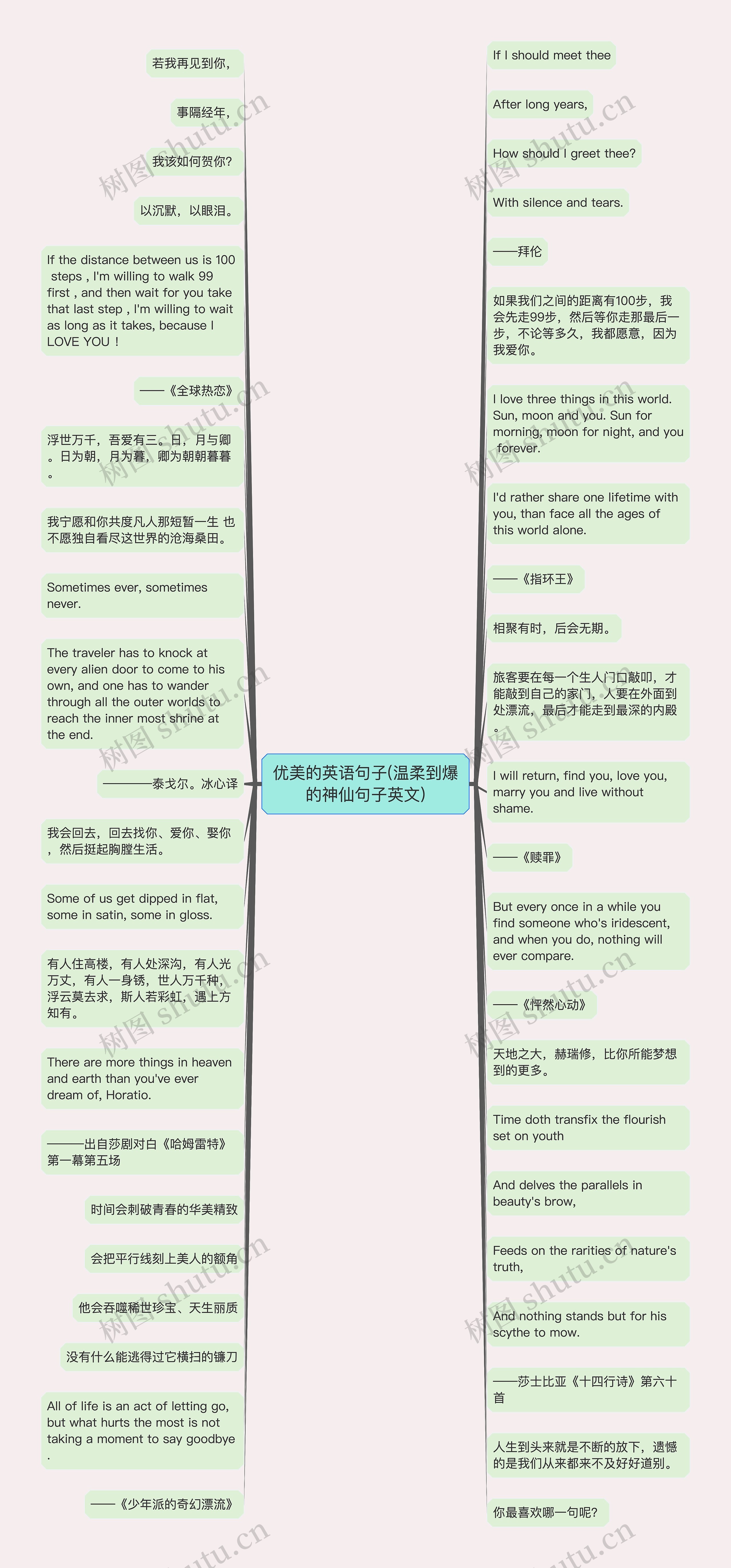 优美的英语句子(温柔到爆的神仙句子英文)思维导图