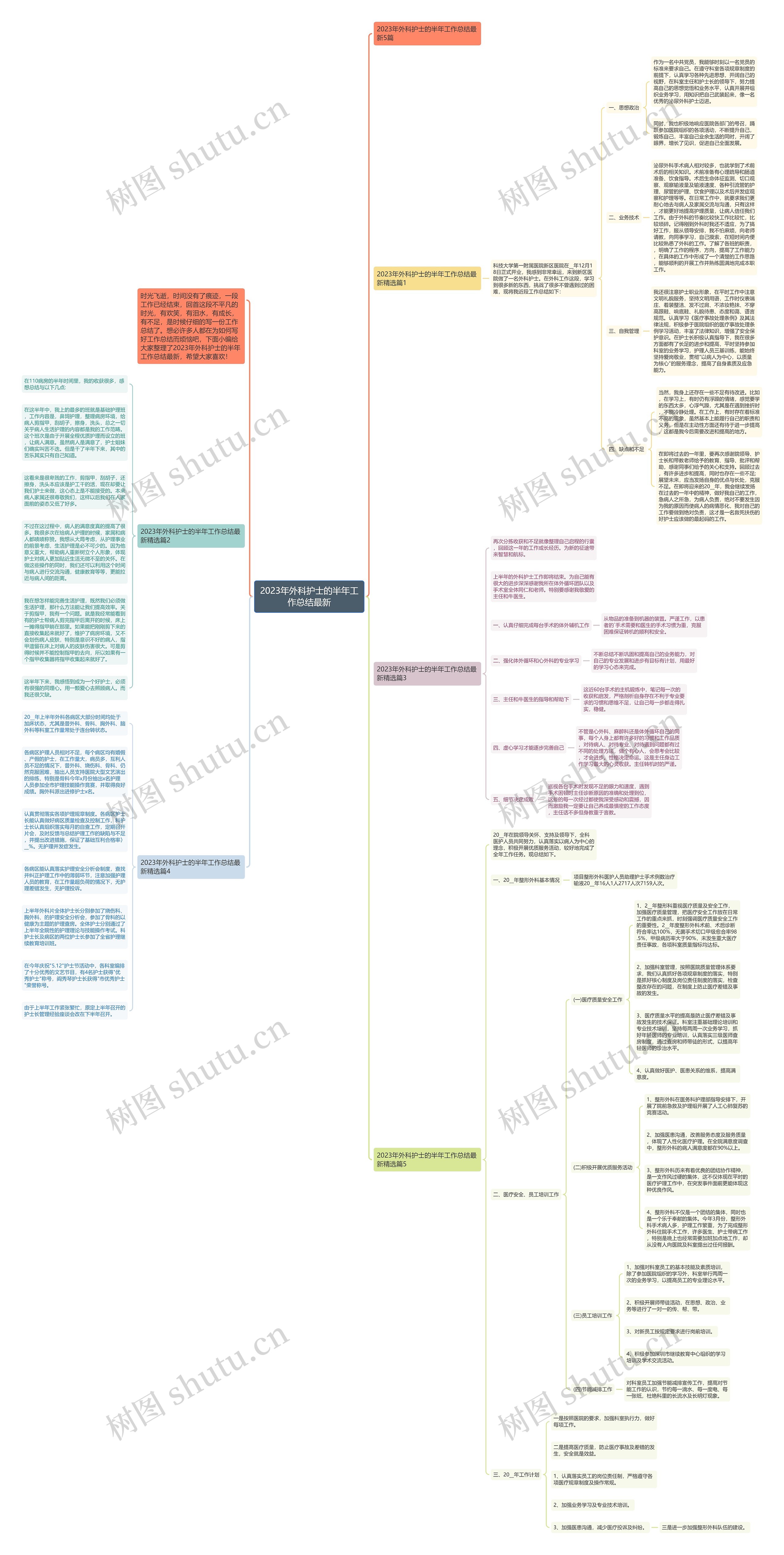 2023年外科护士的半年工作总结最新思维导图