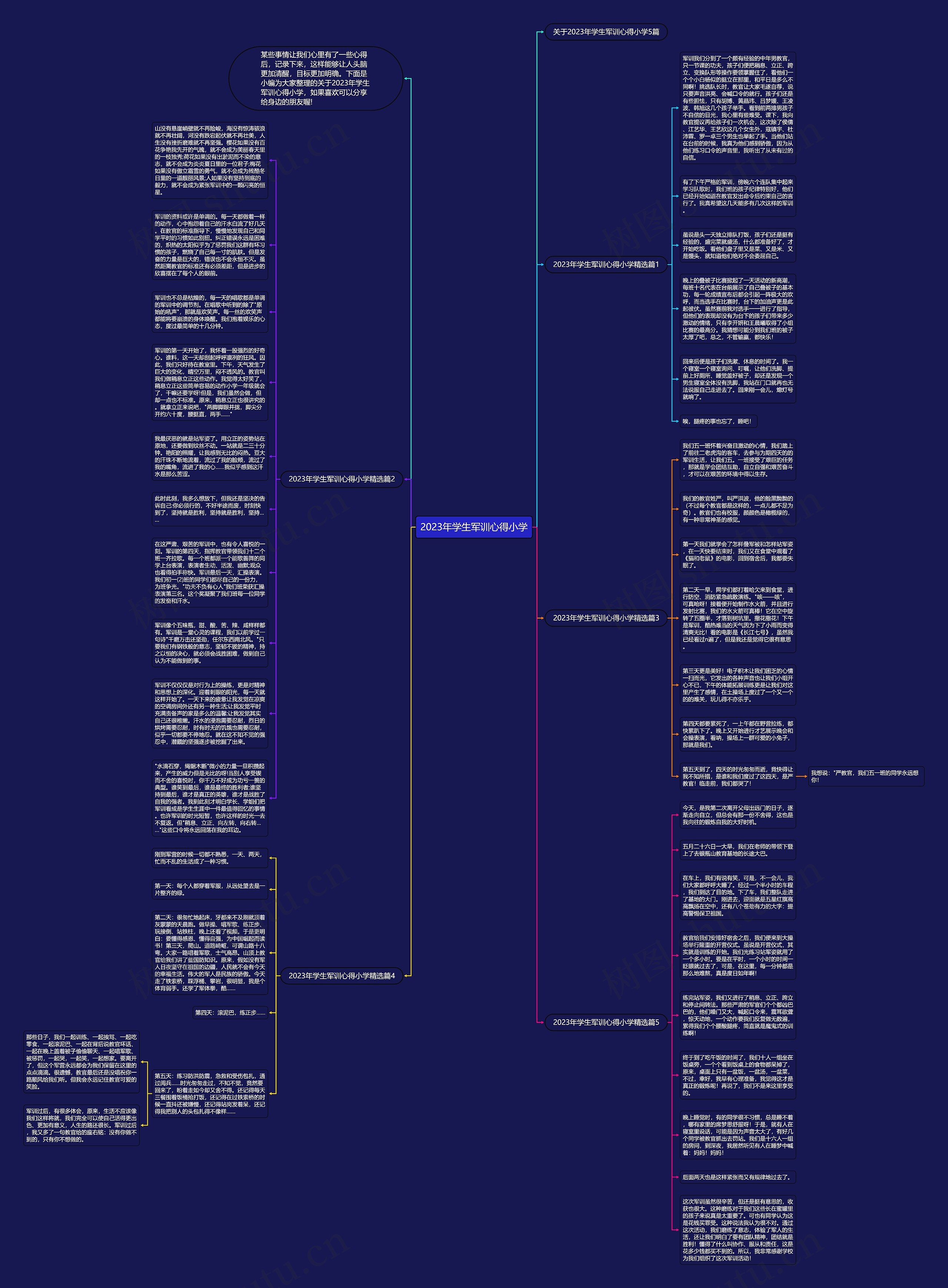 2023年学生军训心得小学思维导图