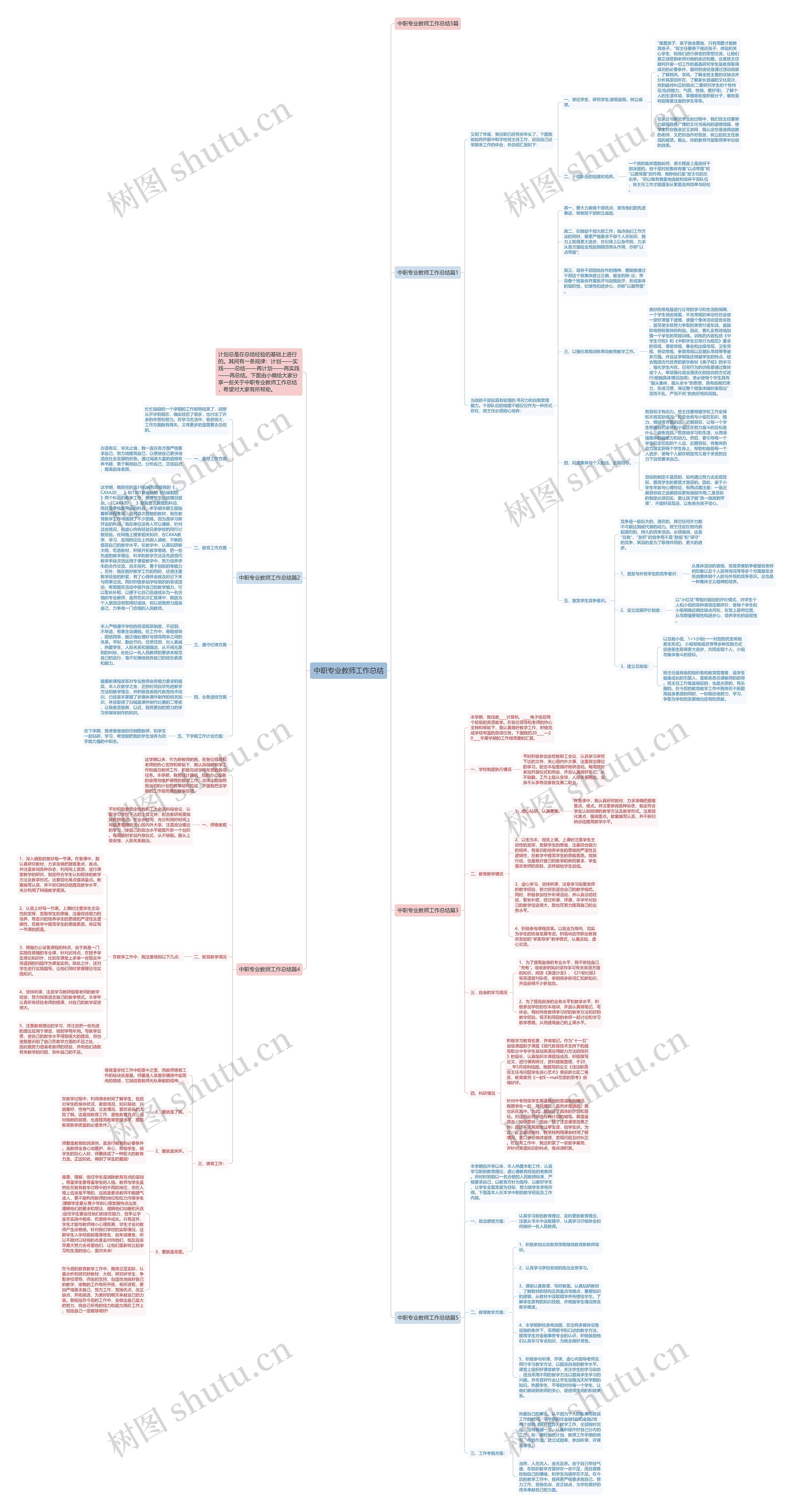 中职专业教师工作总结思维导图