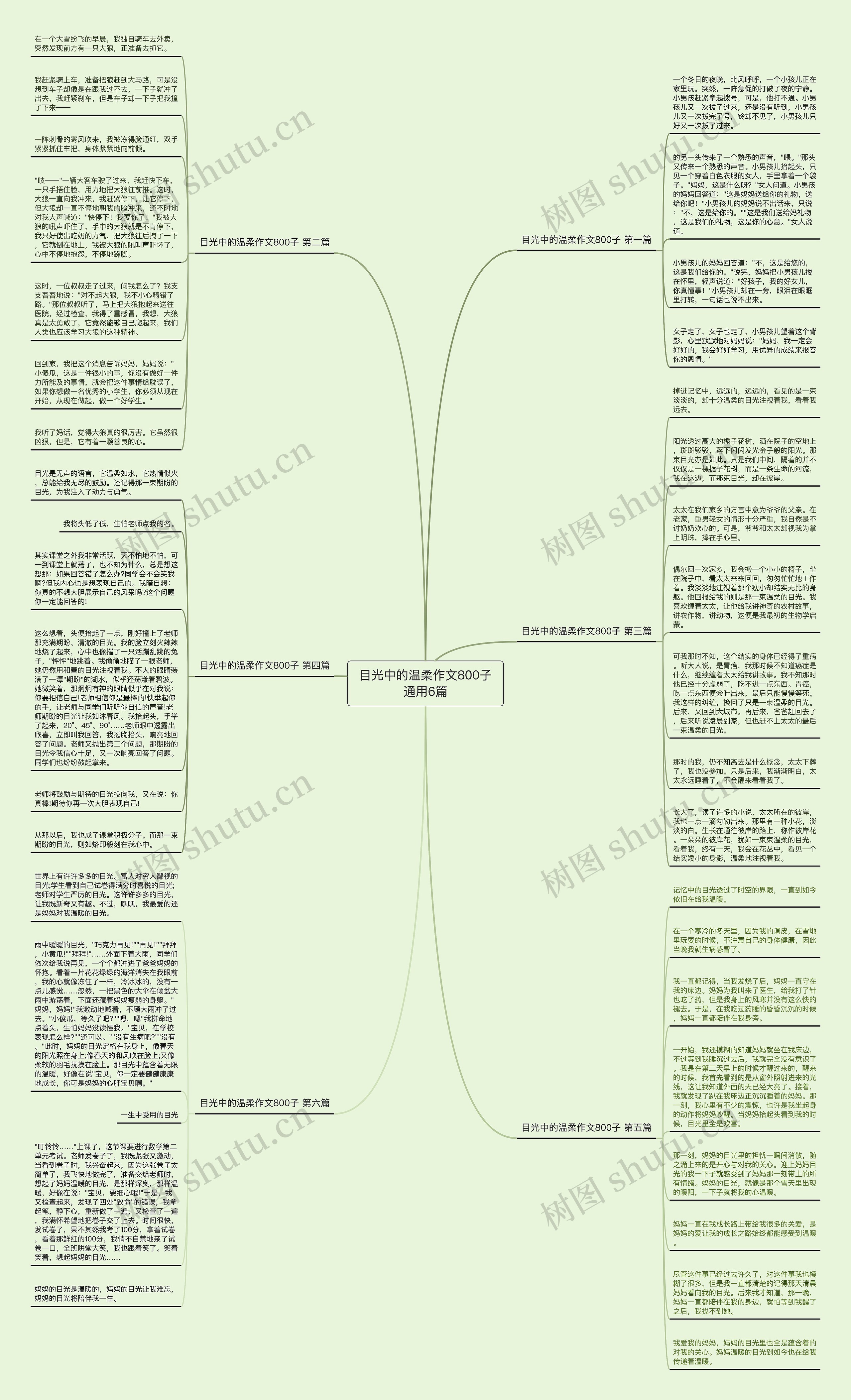 目光中的温柔作文800子通用6篇思维导图