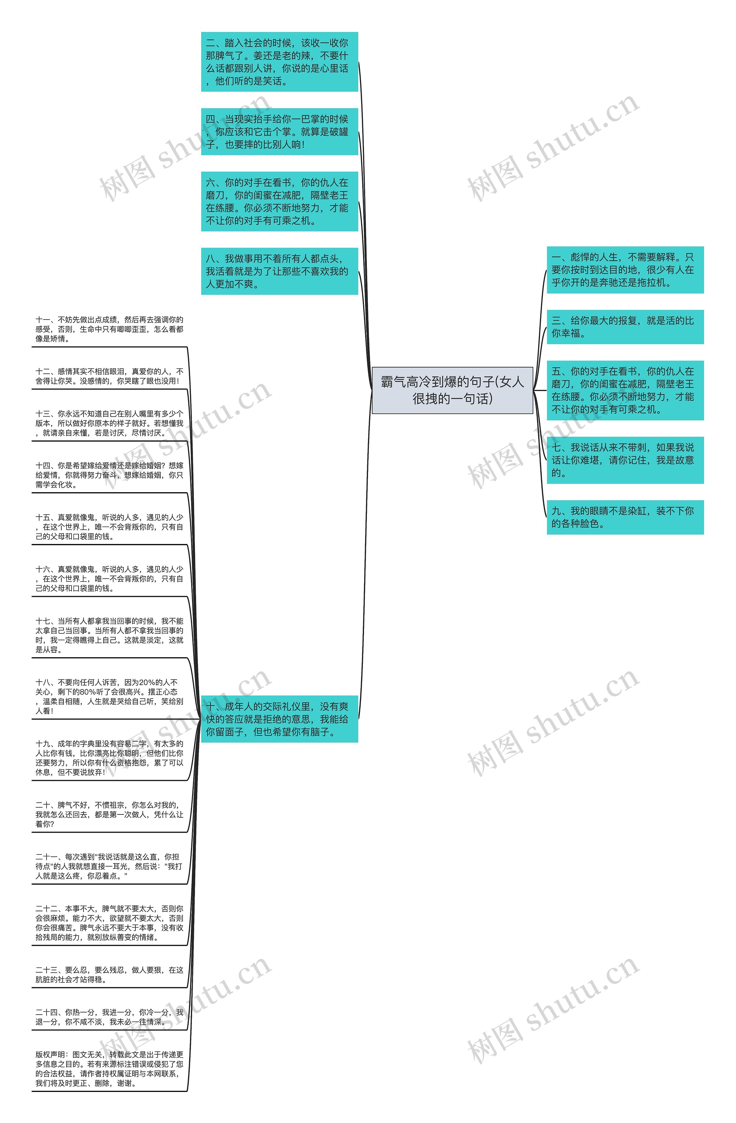 霸气高冷到爆的句子(女人很拽的一句话)思维导图