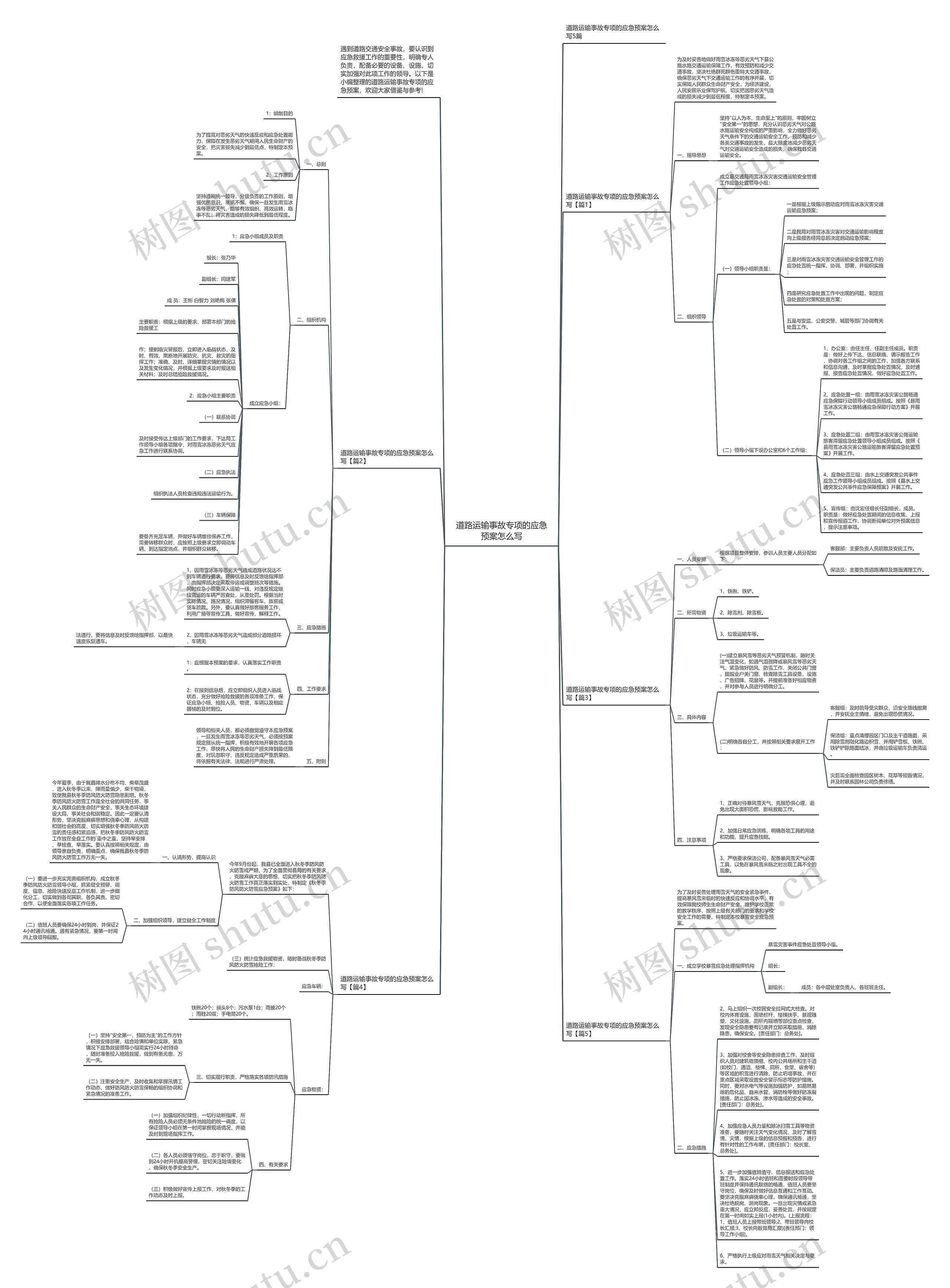 道路运输事故专项的应急预案怎么写思维导图