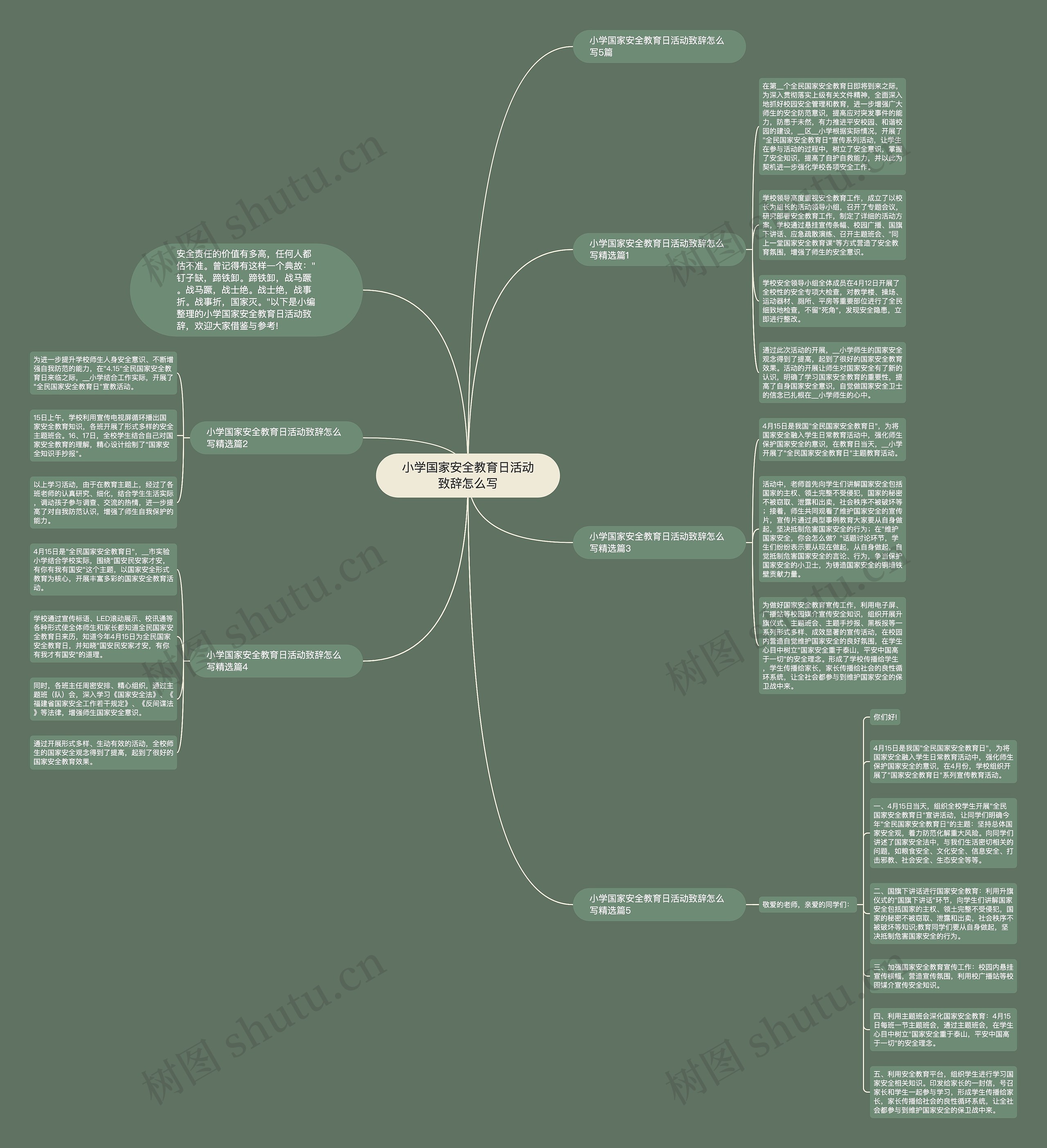 小学国家安全教育日活动致辞怎么写思维导图