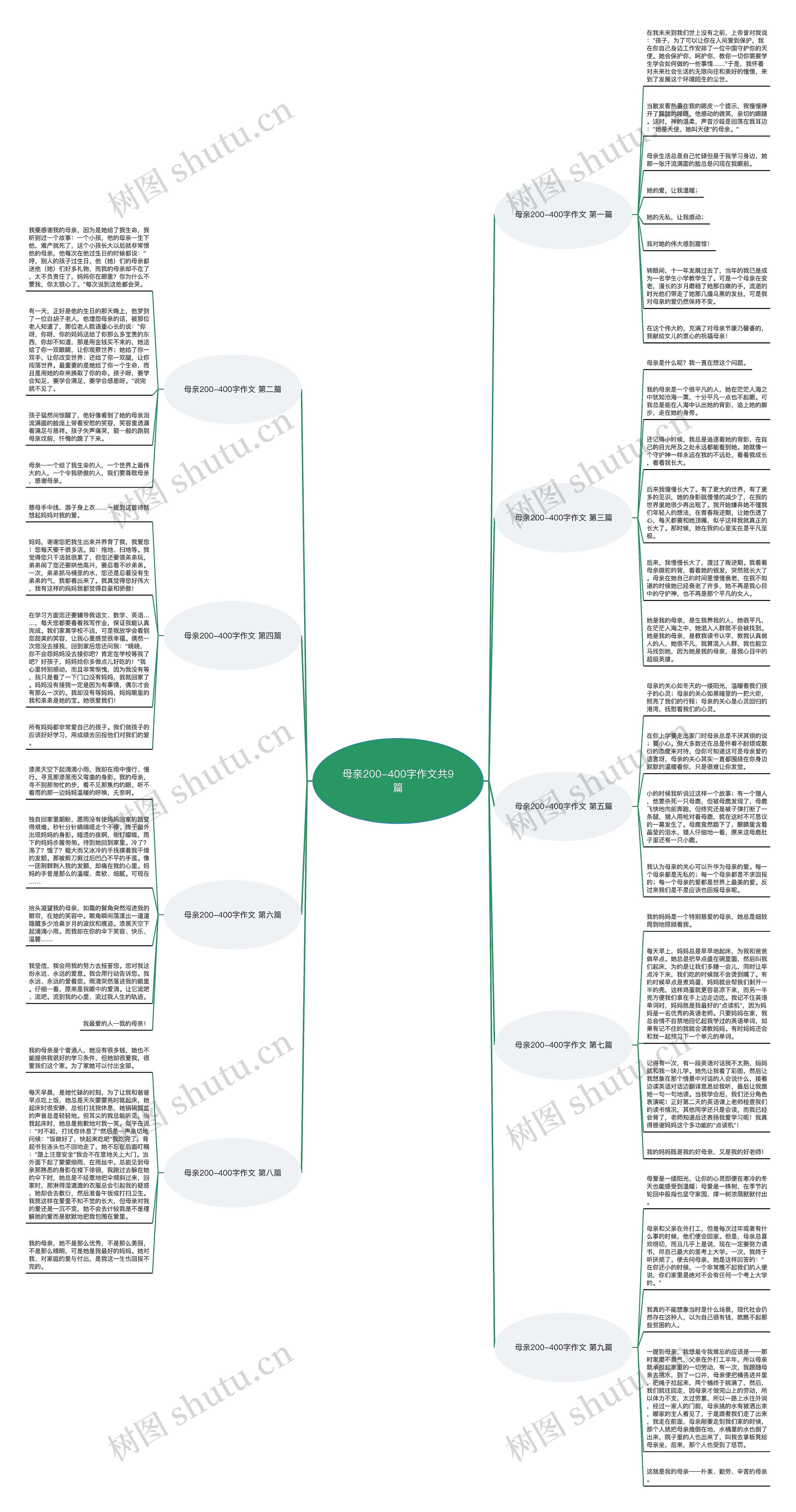 母亲200-400字作文共9篇思维导图