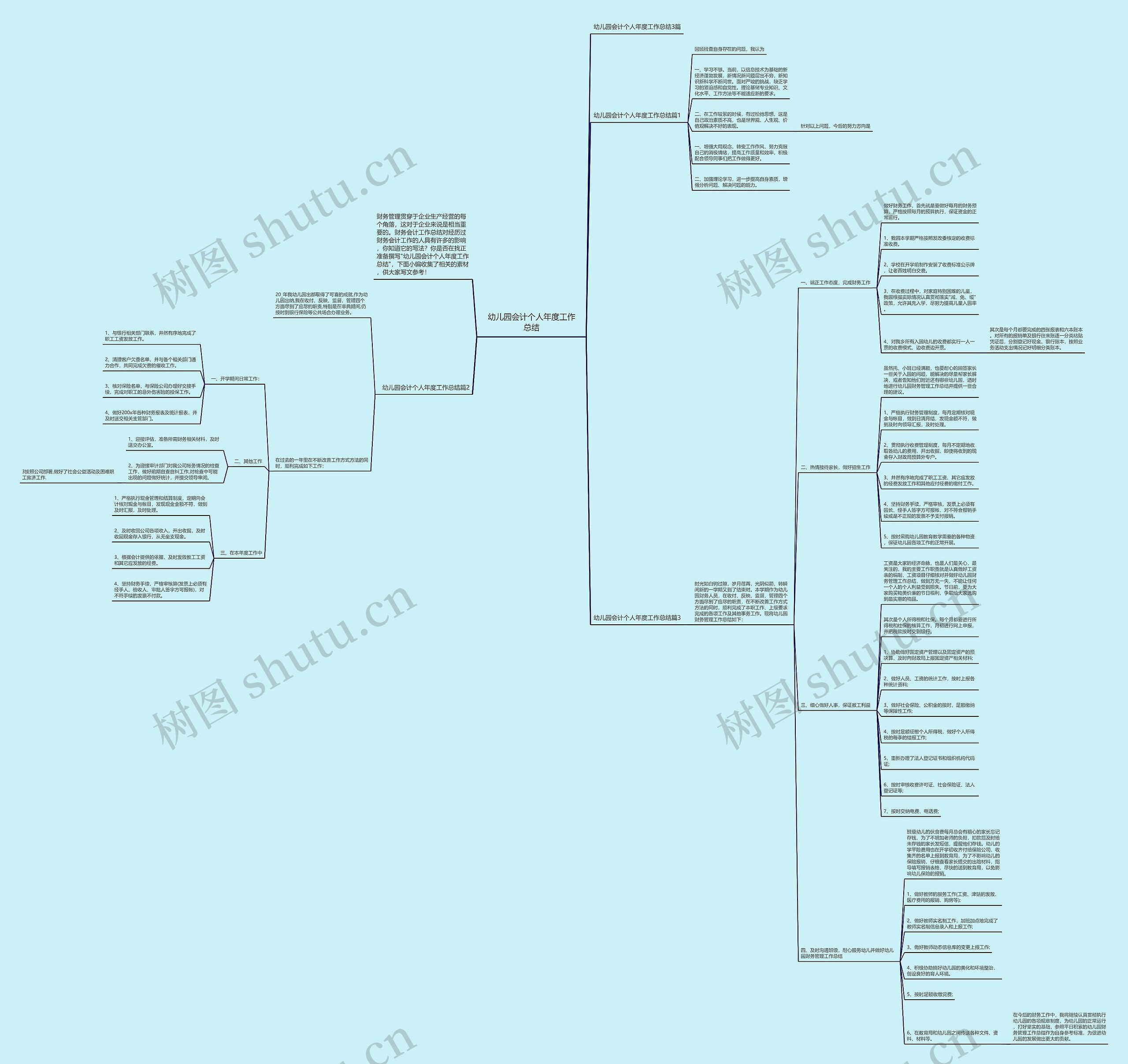 幼儿园会计个人年度工作总结思维导图